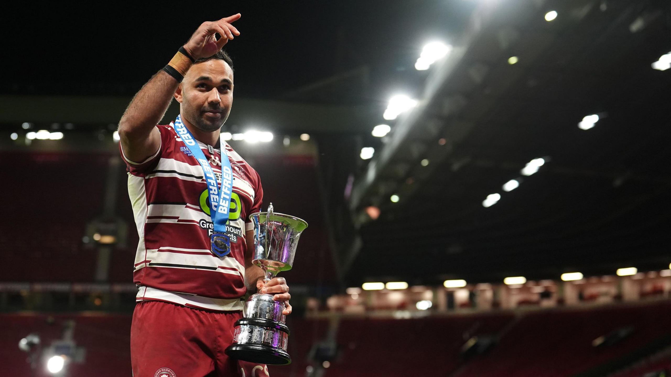 Bevan French with the Rob Burrow Award for man of the match