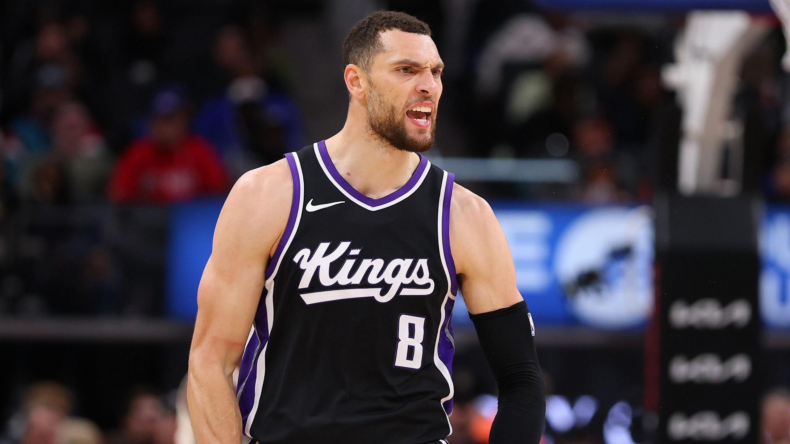 Zach LaVine celebrates a basket