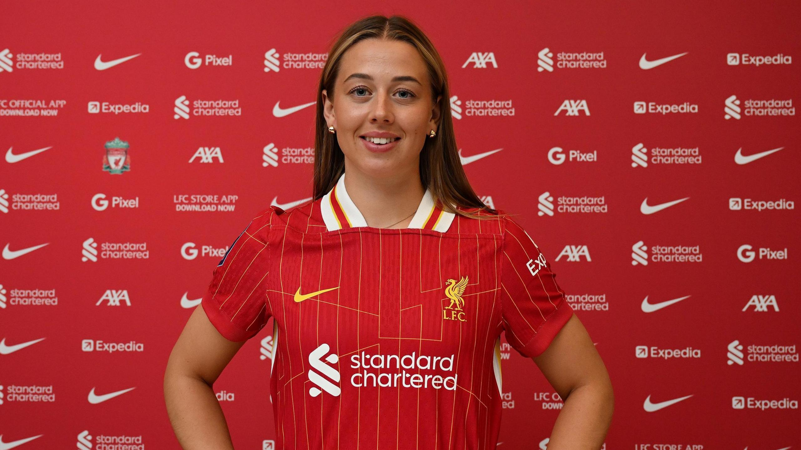 Cornelia Kapocs in a Liverpool shirt