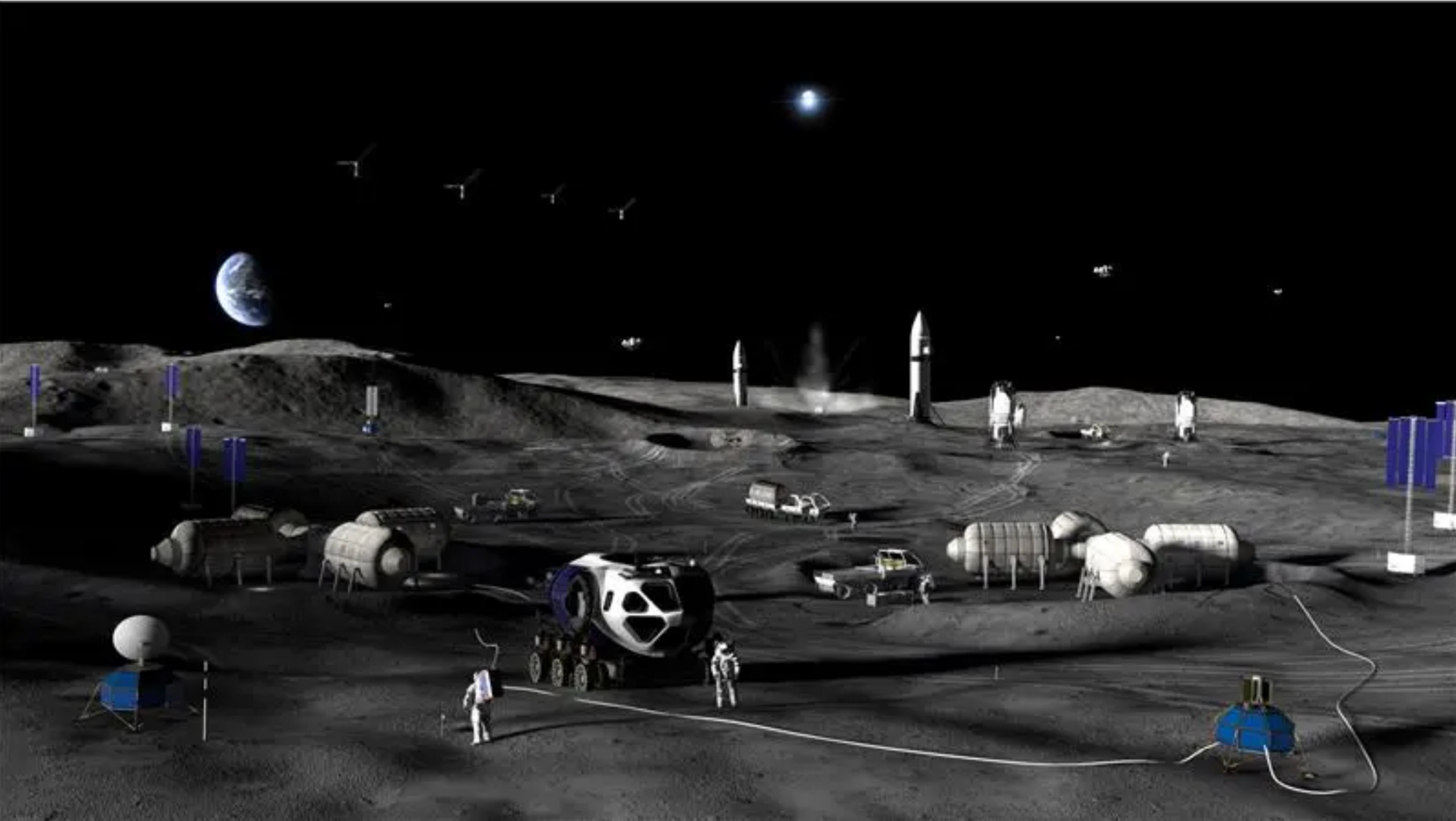 Artistic vision of what the base on the Moon could looks like.