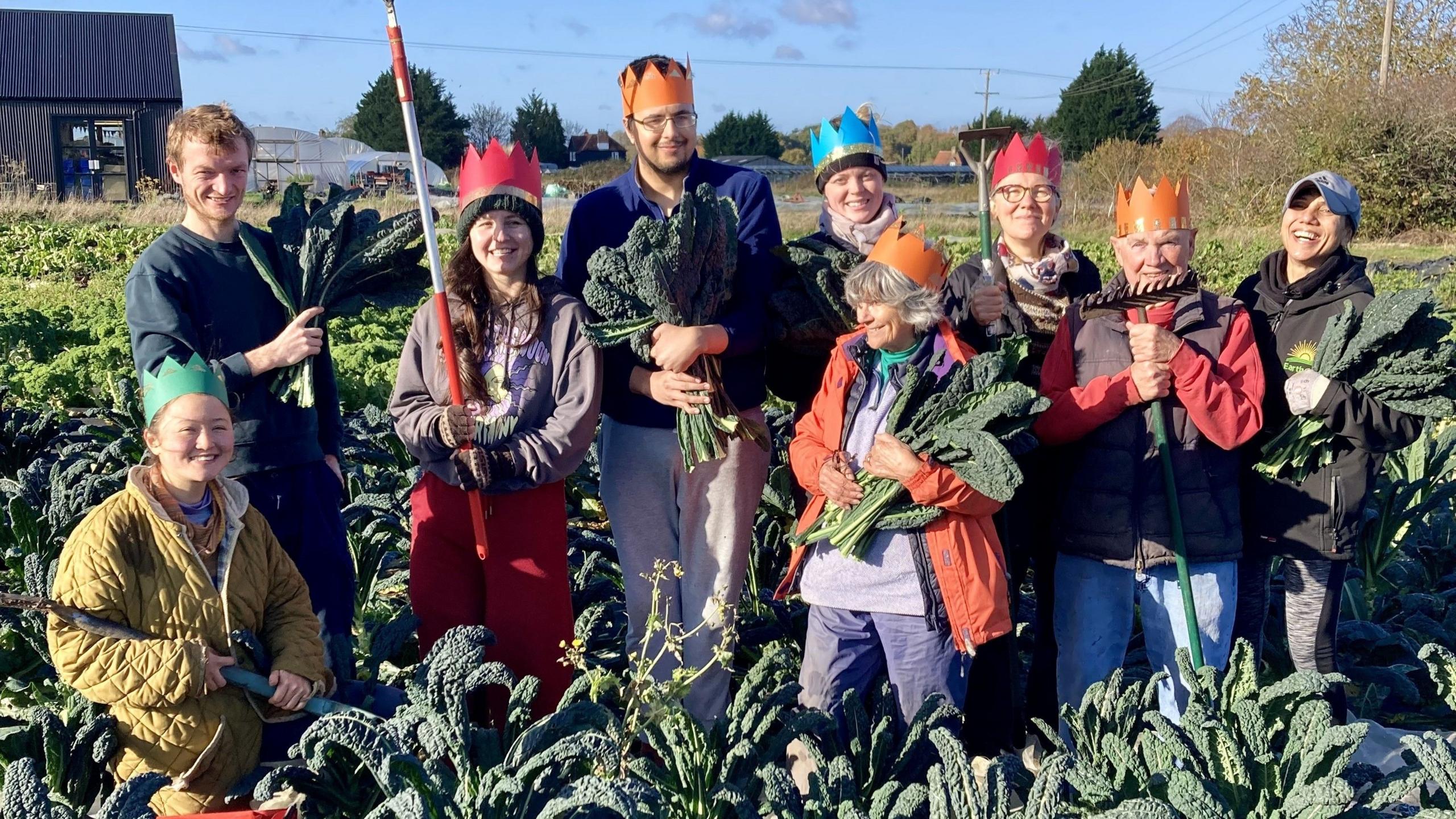 Volunteers at the farm 