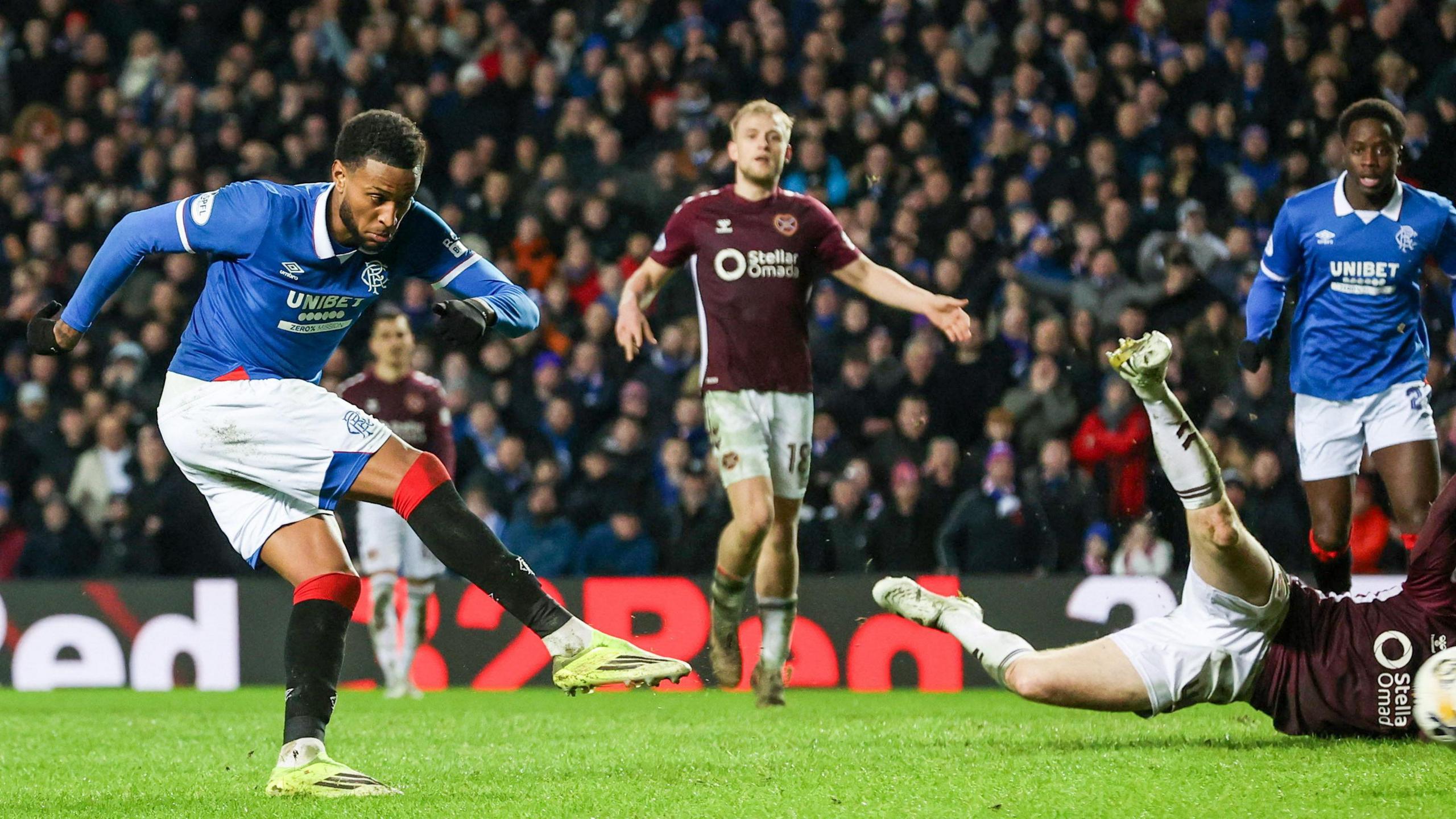 Youssef Chermiti scores against Hearts