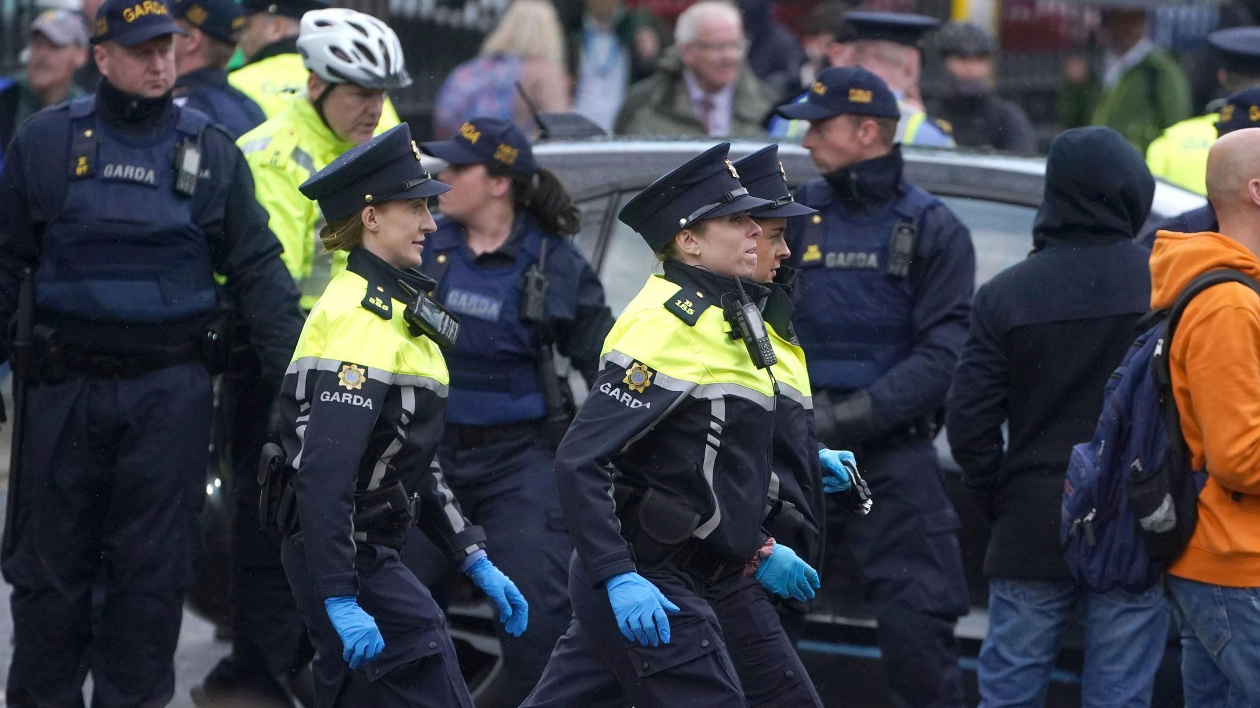 Gardaí amongst protestors near Parliament buildings