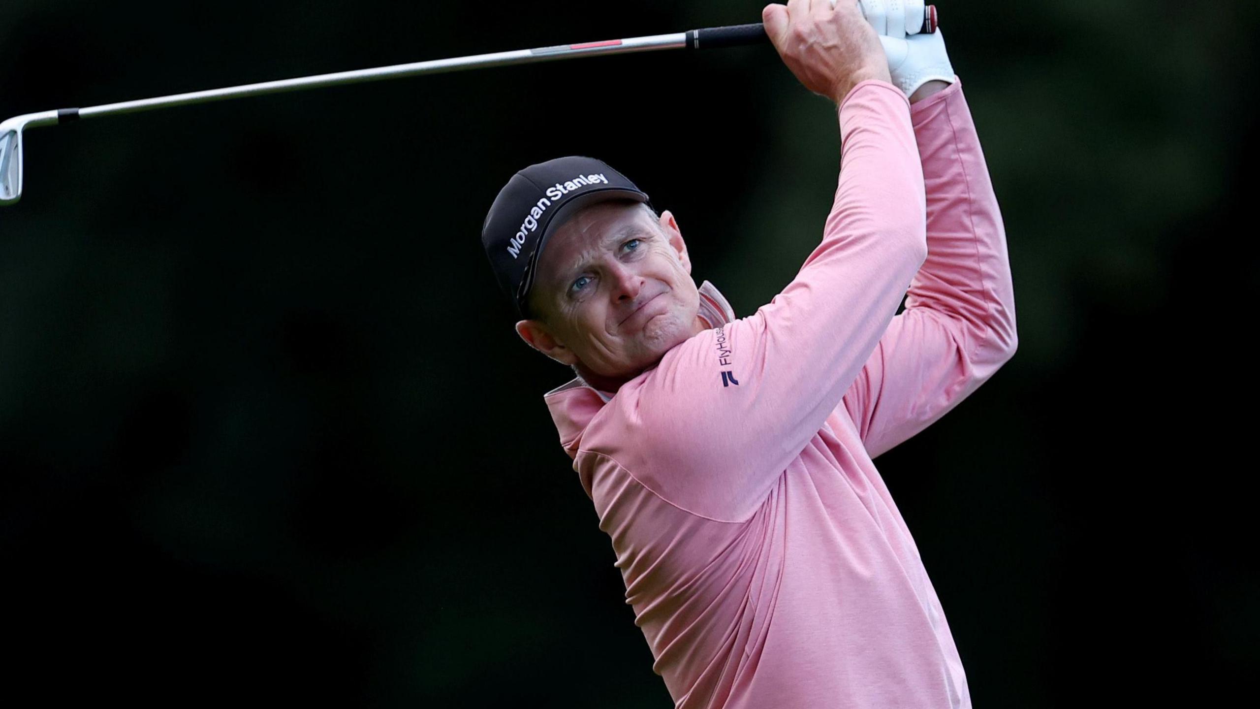 Justin Rose plays an robust shot