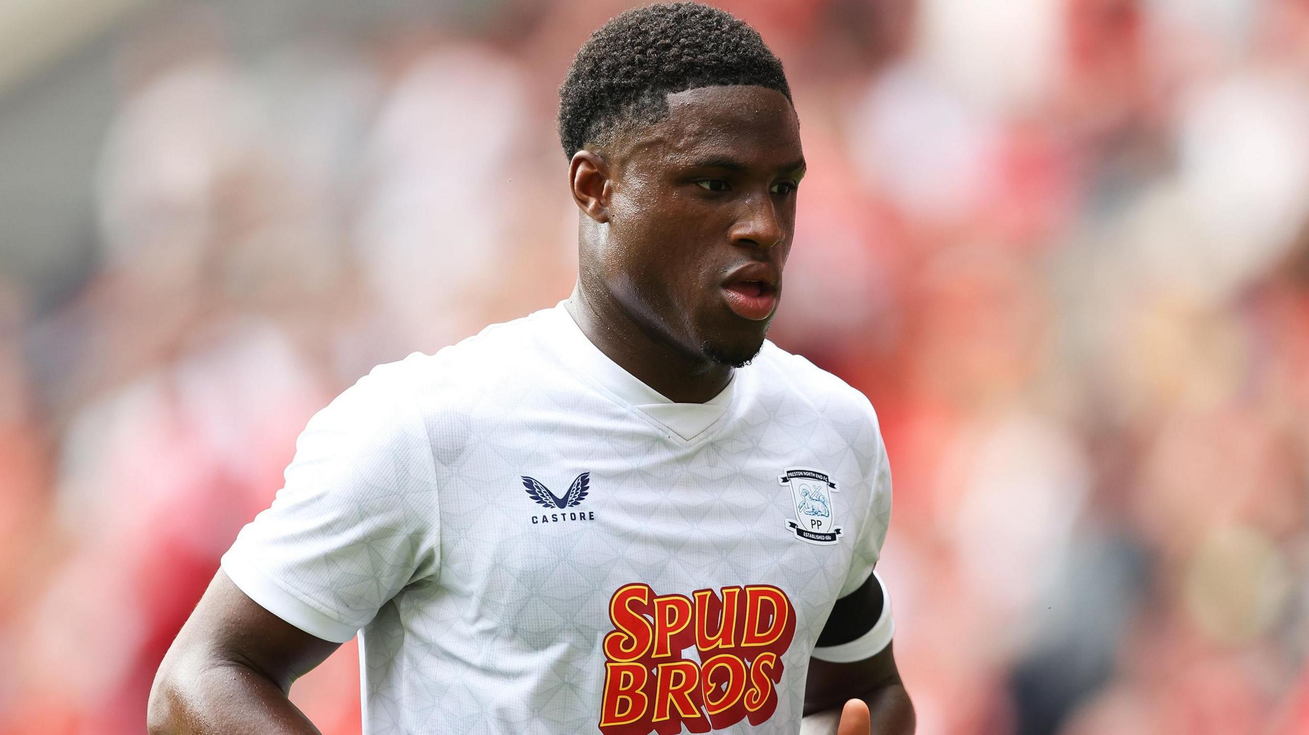 Thierry Small playing for Preston North End during their friendly against Liverpool