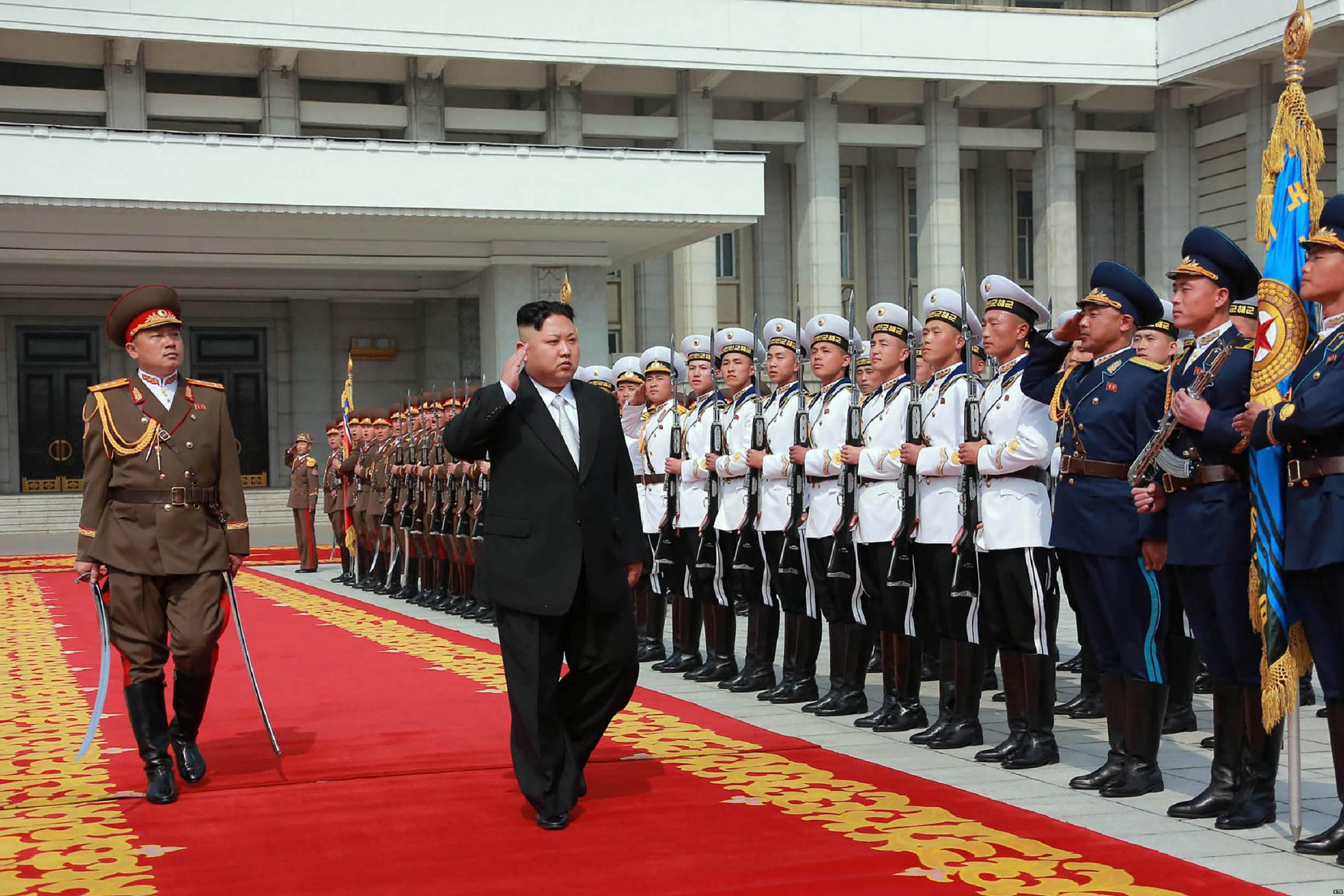 North Korean leader Kim Jong-un at a military parade in April 2017.