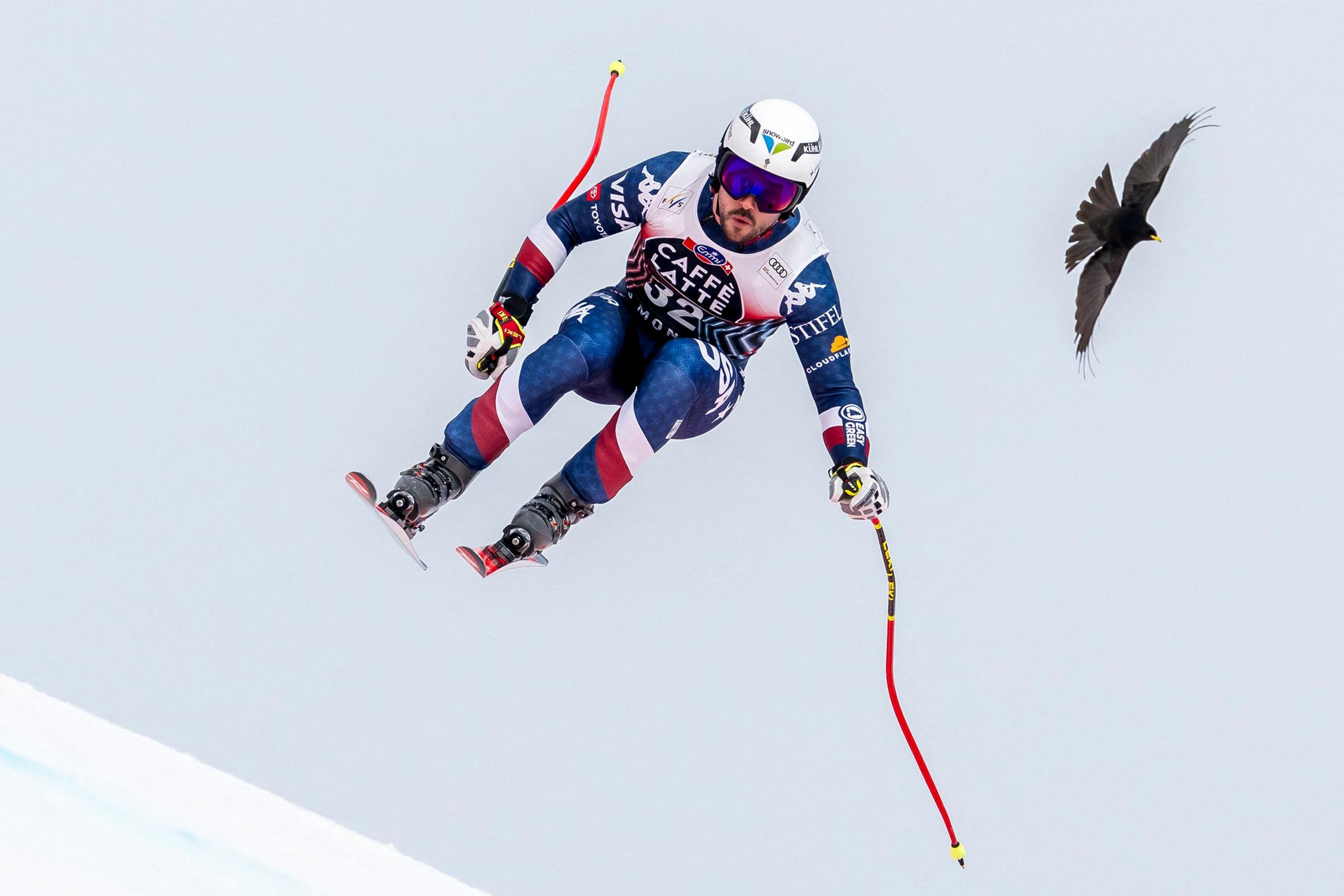 The United States' Jared Goldberg competes in the men's downhill at the FIS Alpine Skiing World Cup in Crans-Montana