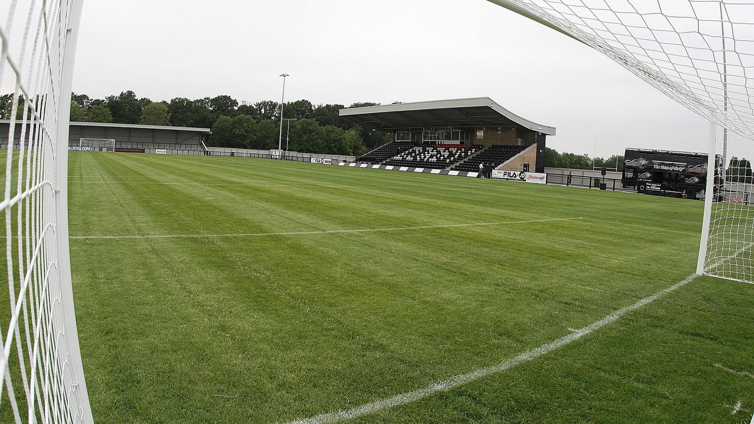 A general wide view of Corby Town's Steel Park stadium