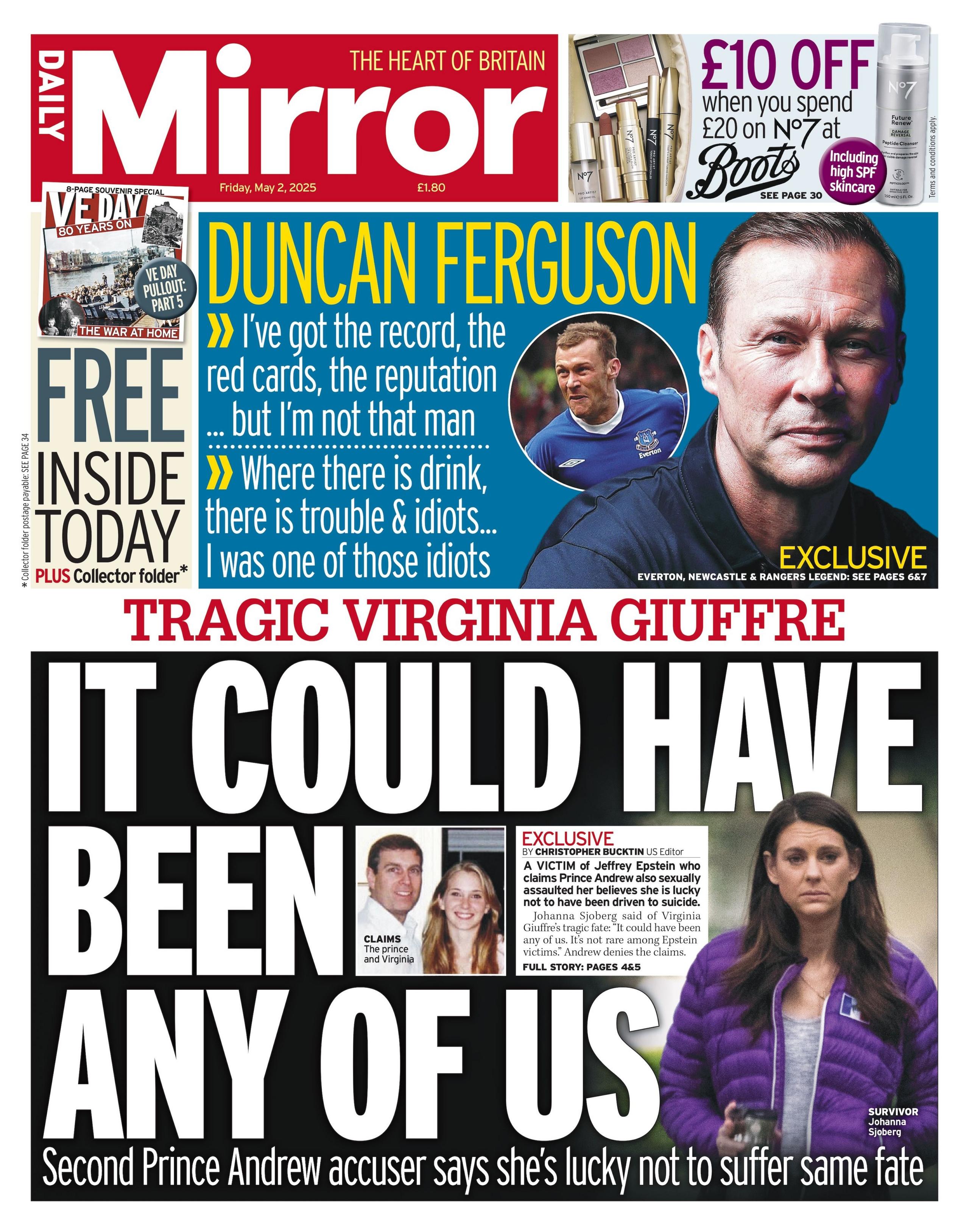 The headline on the front page of the Daily Mirror reads "it could have been any of us."