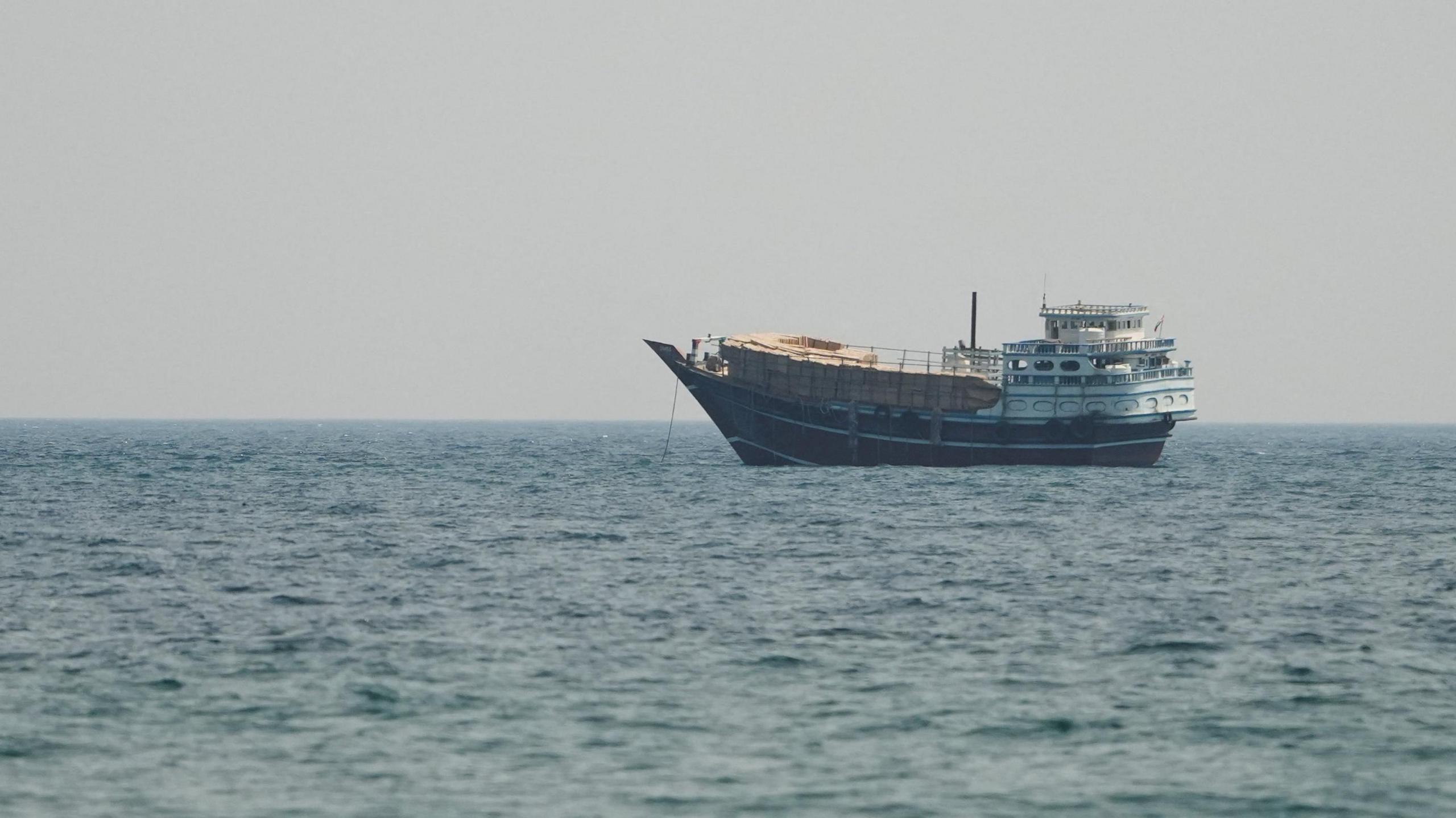 Vessels at the Strait of Hormuz, as seen from Musandam, Oman