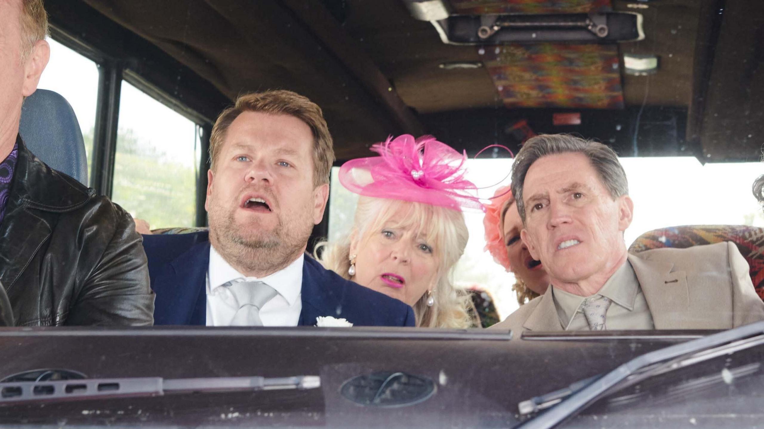 James Corden, Alison Steadman, Joanna Page and Rob Brydon on set for Gavin & Stacey.