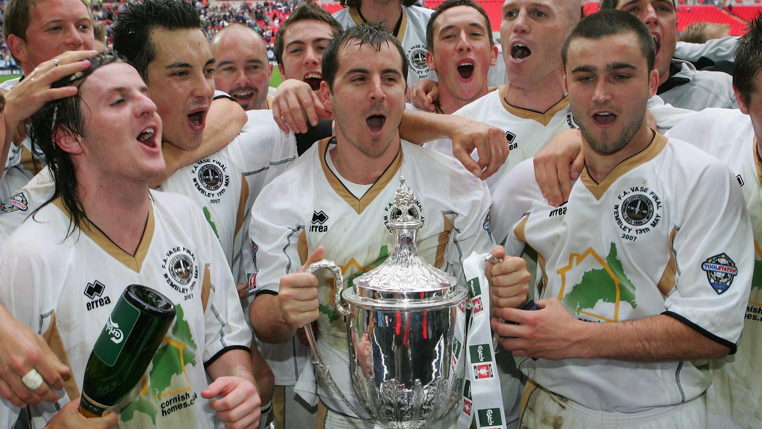 Truro City celebrate winning the FA Vase at Wembley