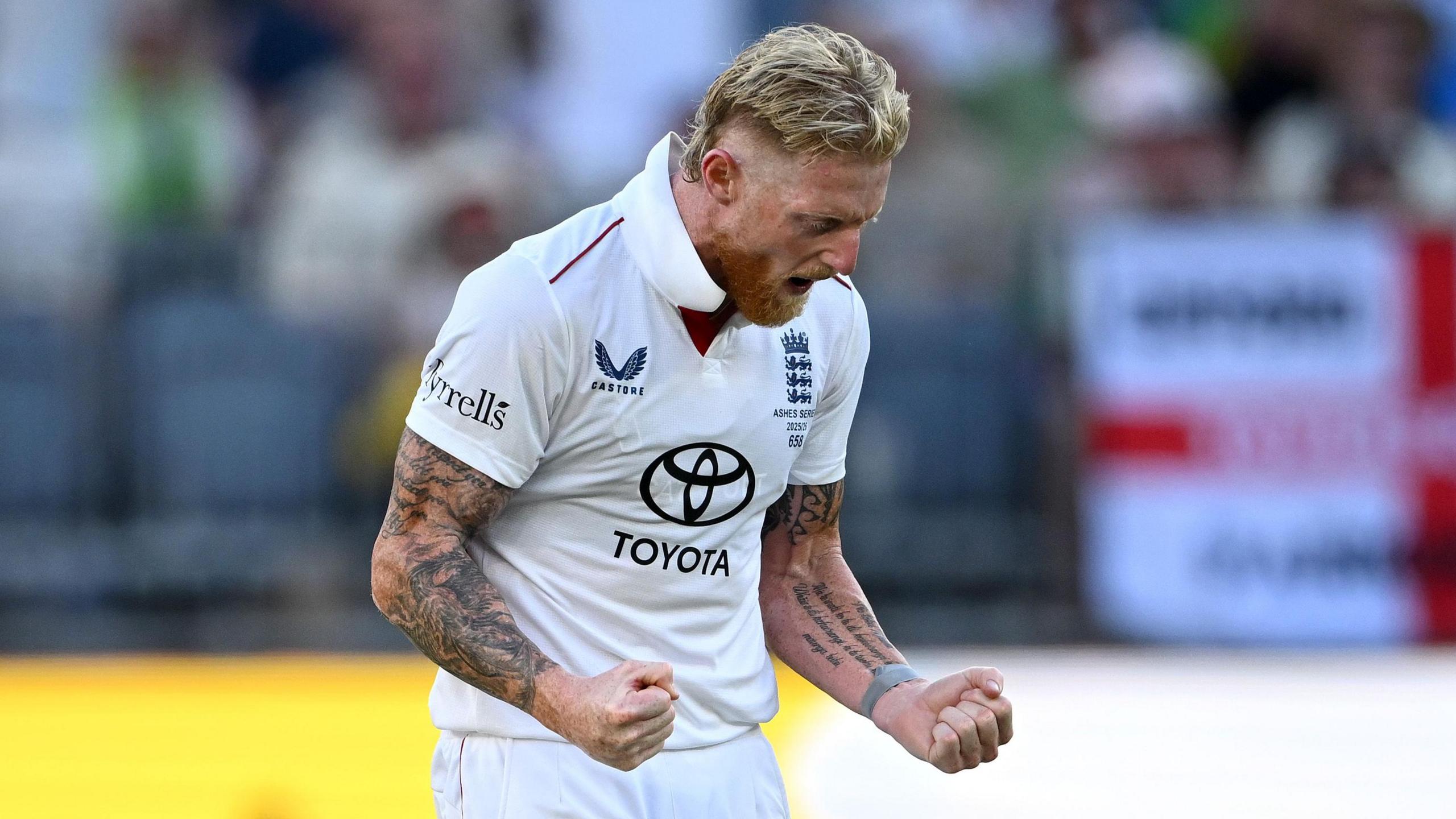 England captain Ben Stokes celebrates taking a wicket
