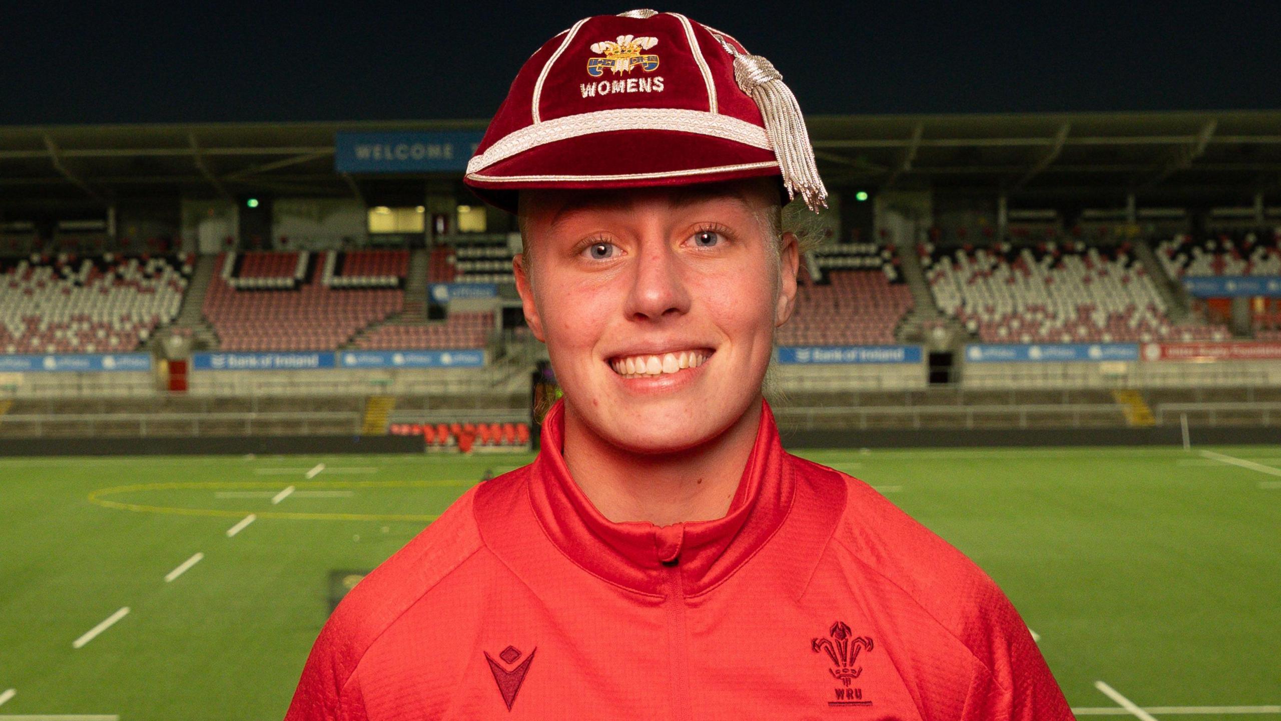 Nikita Prothero with her Wales cap on