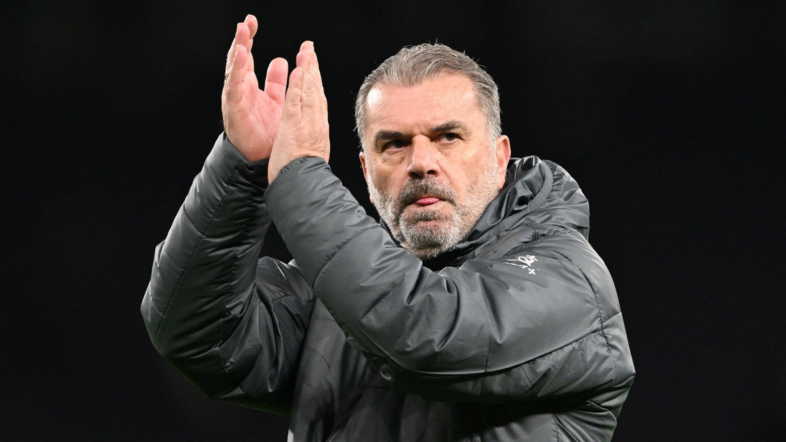 Tottenham boss Ange Postecoglou applauds after the Carabao Cup win over Manchester United