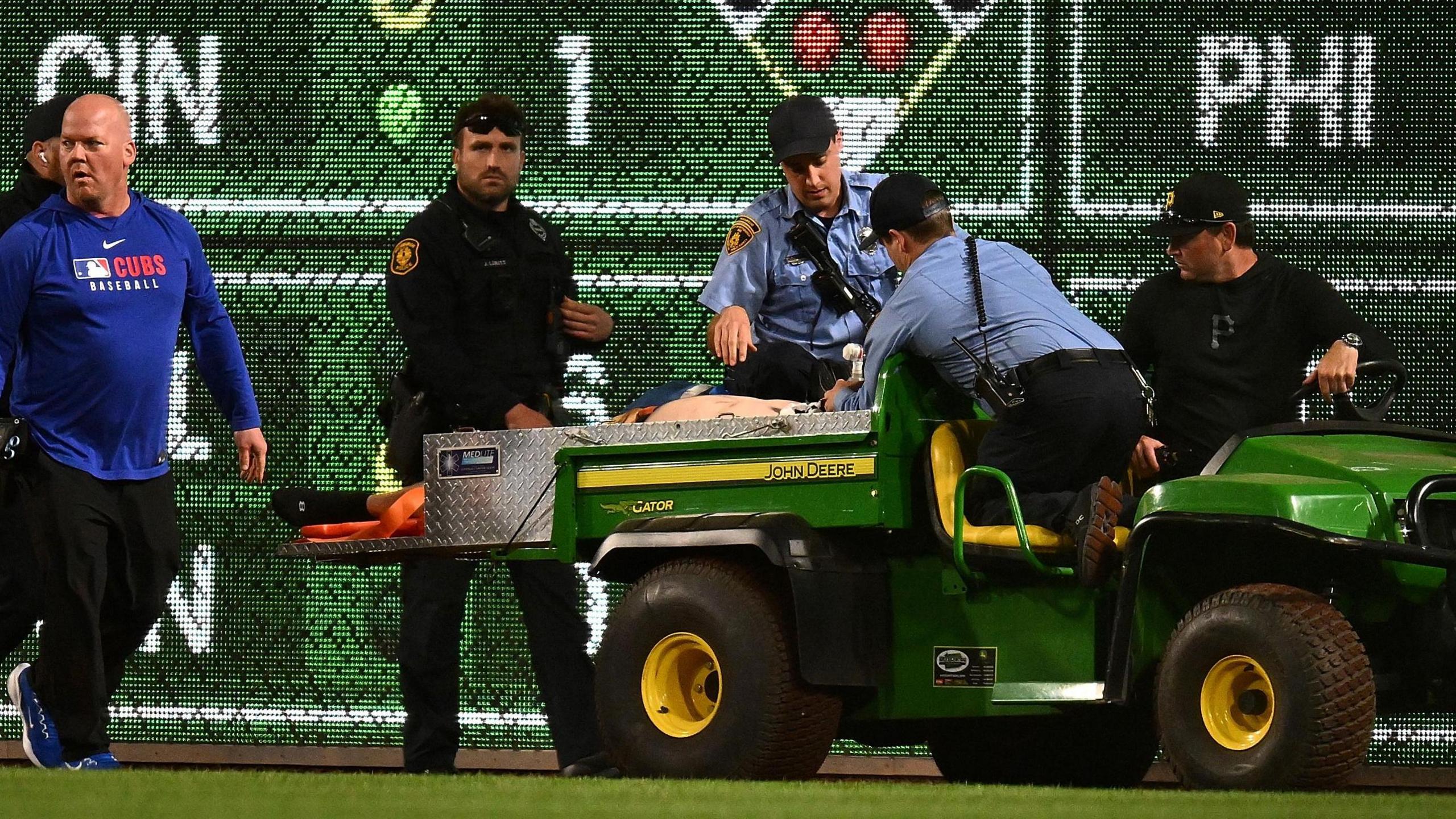 Injured spectator taken from field on cart