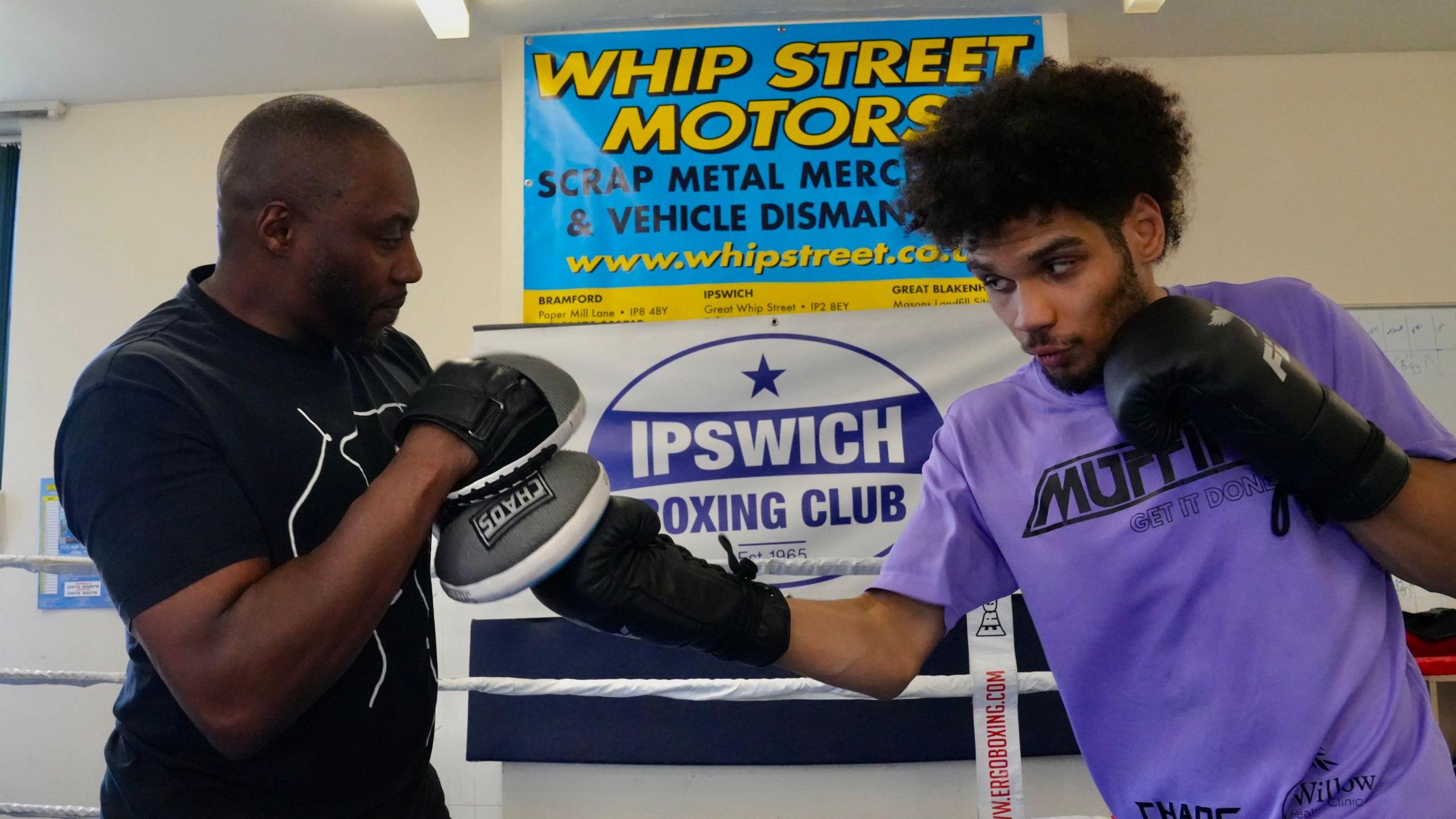 Coach Rob Ottley with boxer Paul Gordon