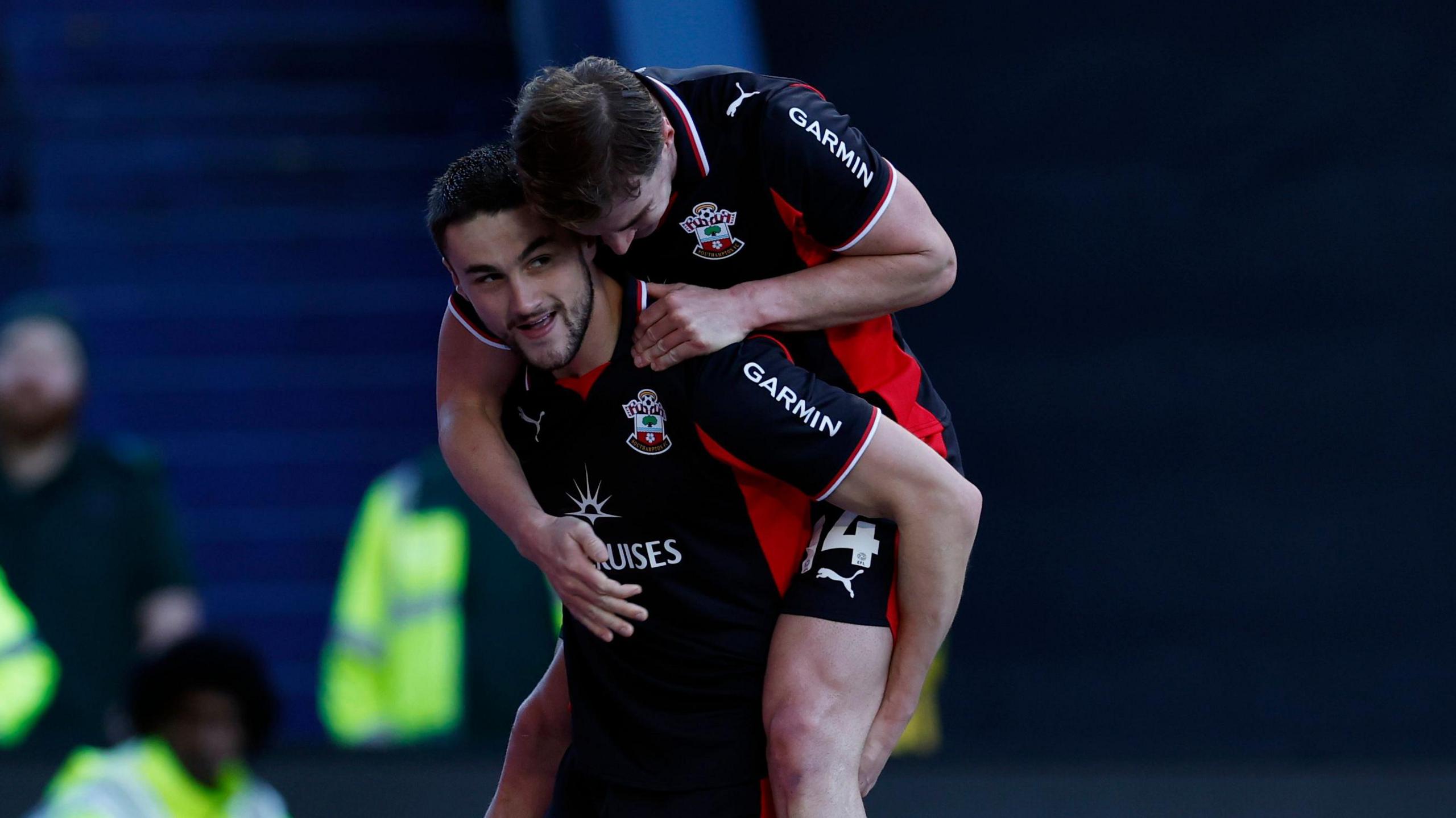Taylor Harwood-Bellis celebrates Southampton's third goal at Hillsborough