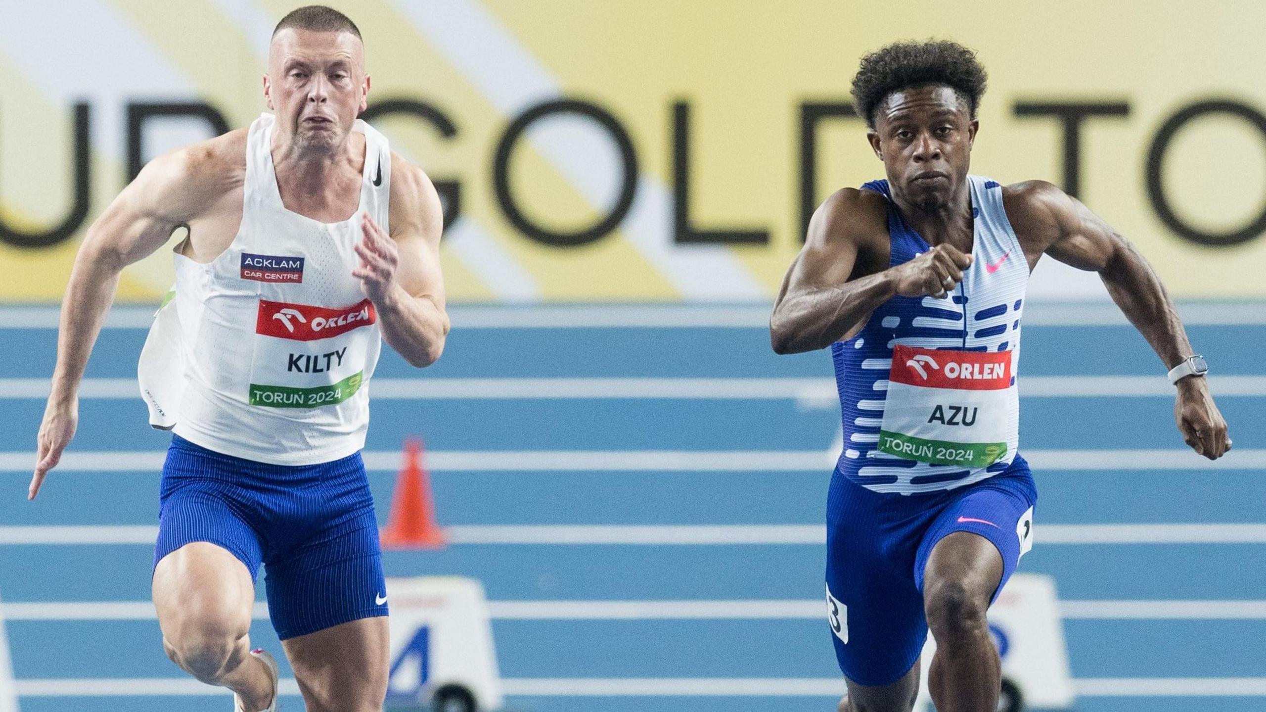 British sprinter and 2024 Paris Olympics hopeful Richard Kilty in action