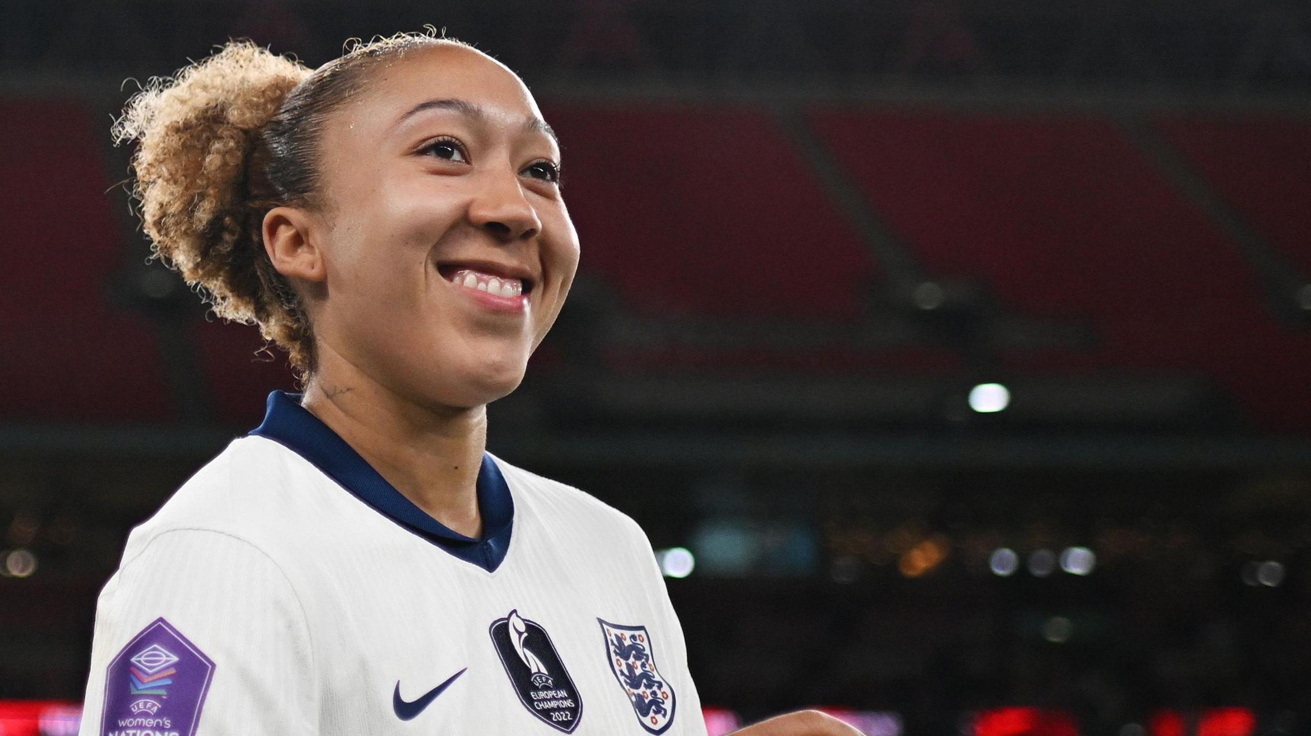Lauren James in an England shirt at Wembley Stadium