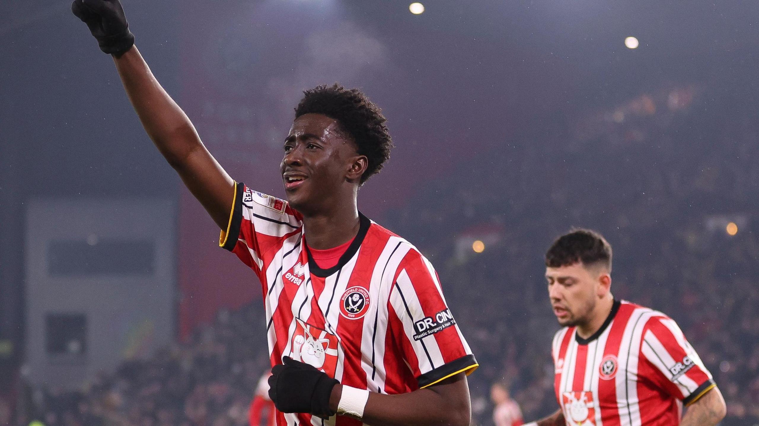 Jesurun Rak-Sakyi celebrates putting Sheffield United ahead against Middlesbrough