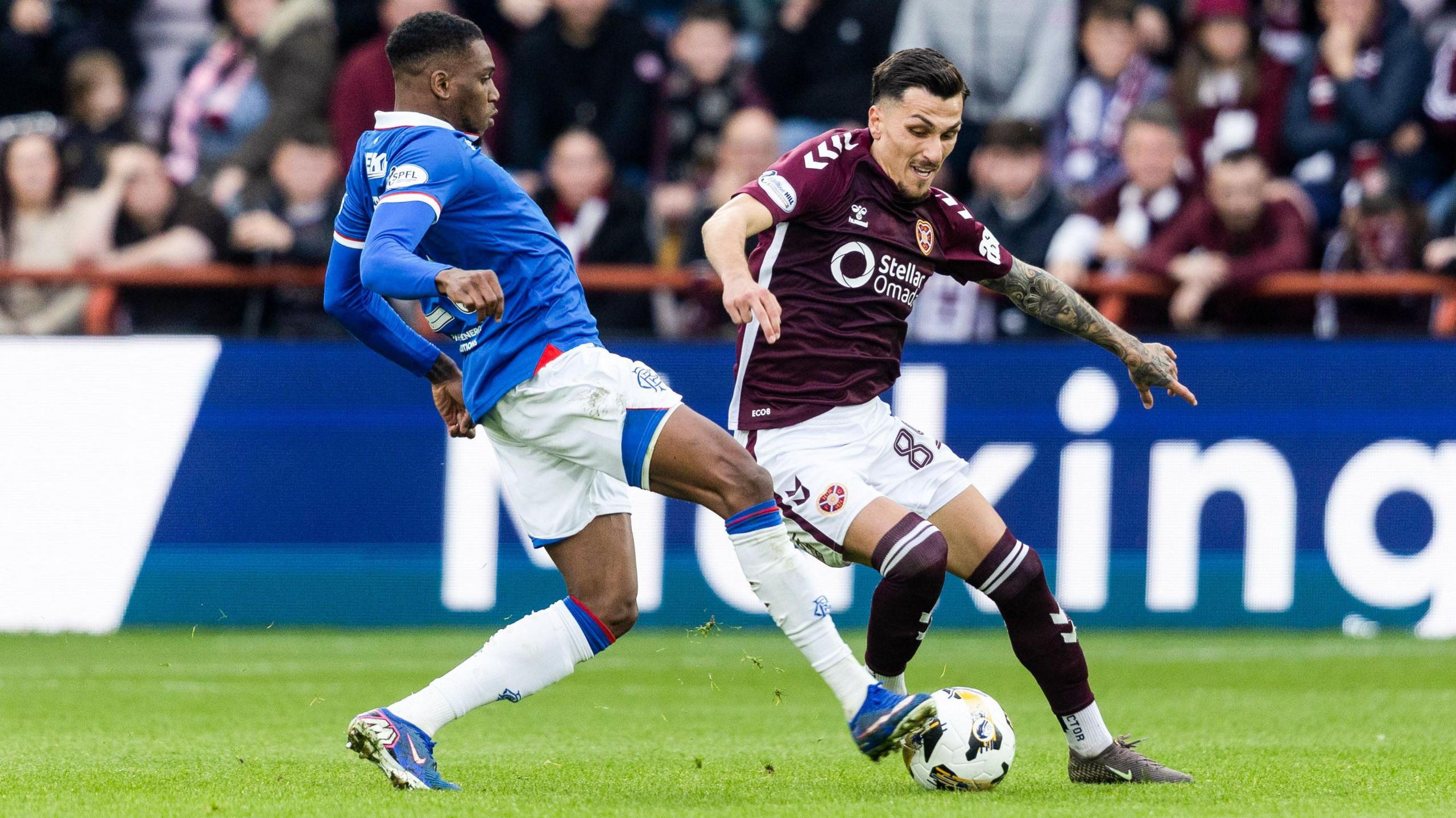 Rangers' Dujon Sterling and Hearts' Alexandros Kyziridis