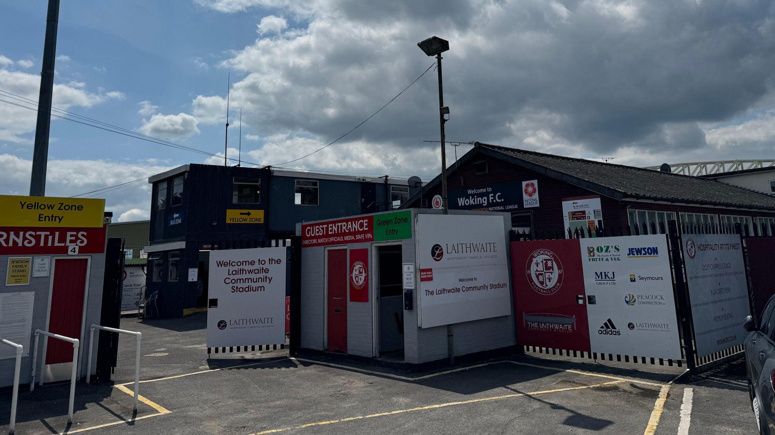 The entrance to Kingfield Stadium