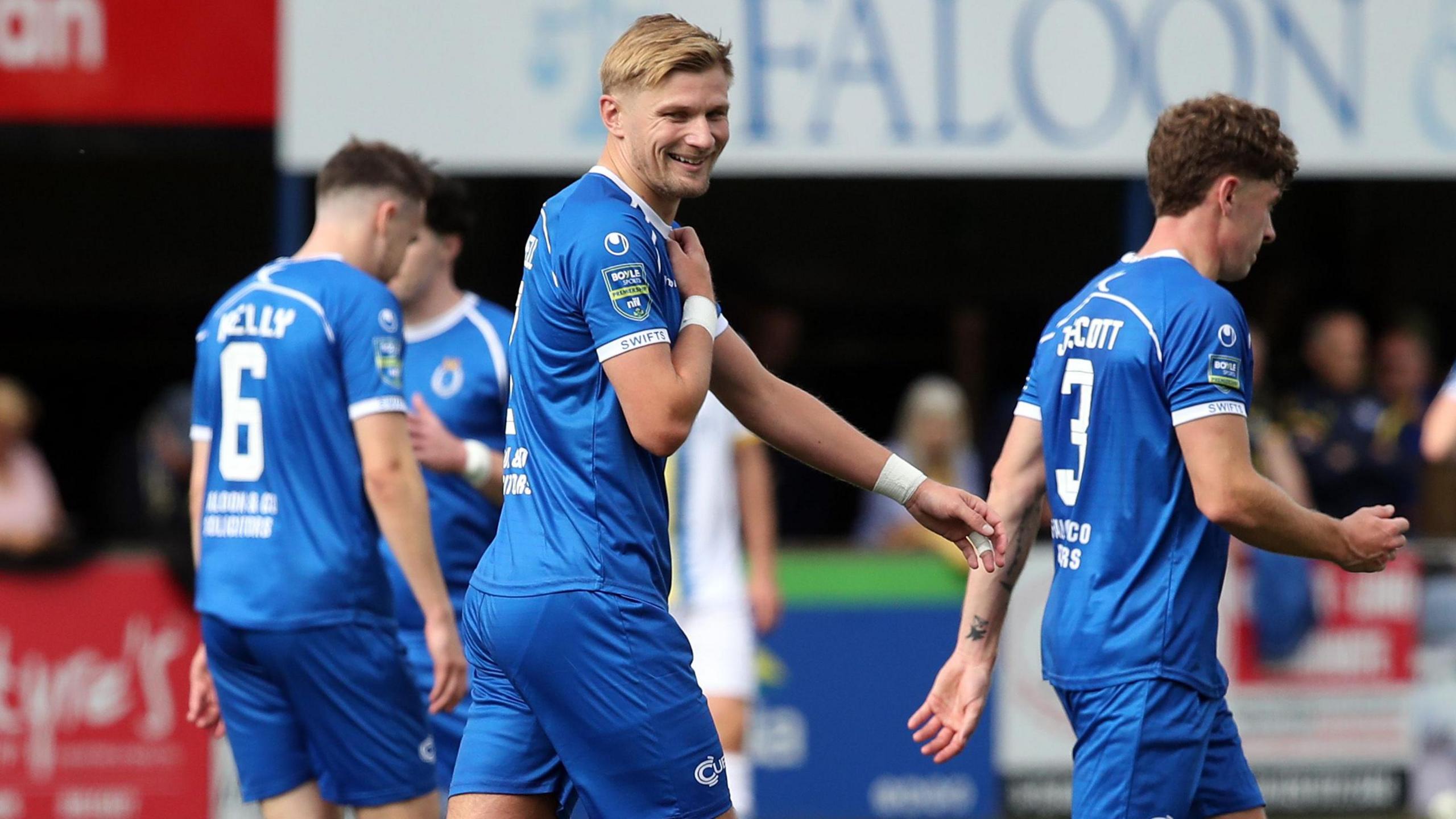 Andy Mitchell celebrates scoring a penalty 
