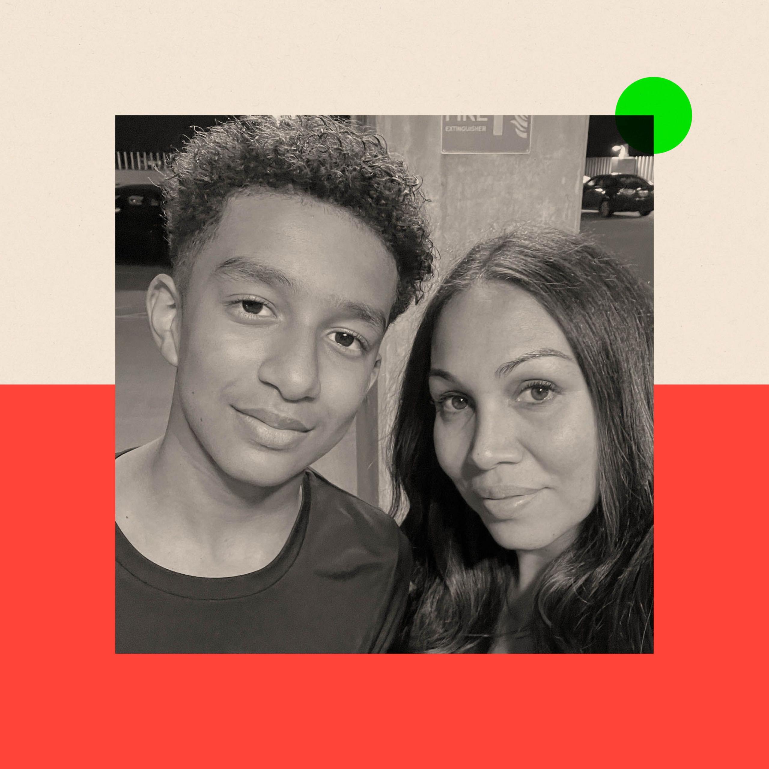 A treated image of Megan Garcia and her son Sewell Setzer