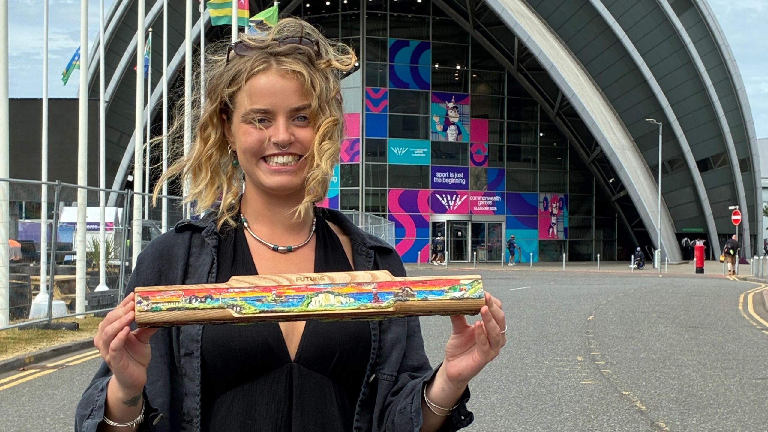 Artist Bonnie Steward with King's Baton