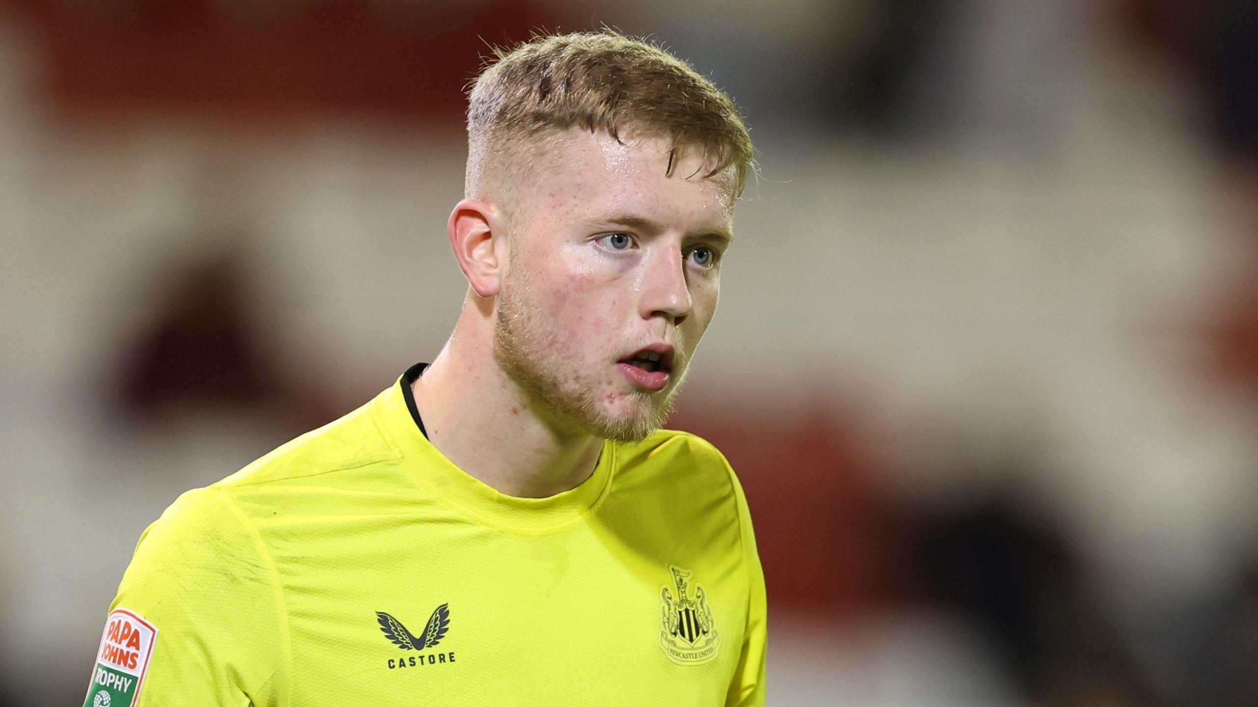 Jude Smith playing in goal for Newcastle U-21s