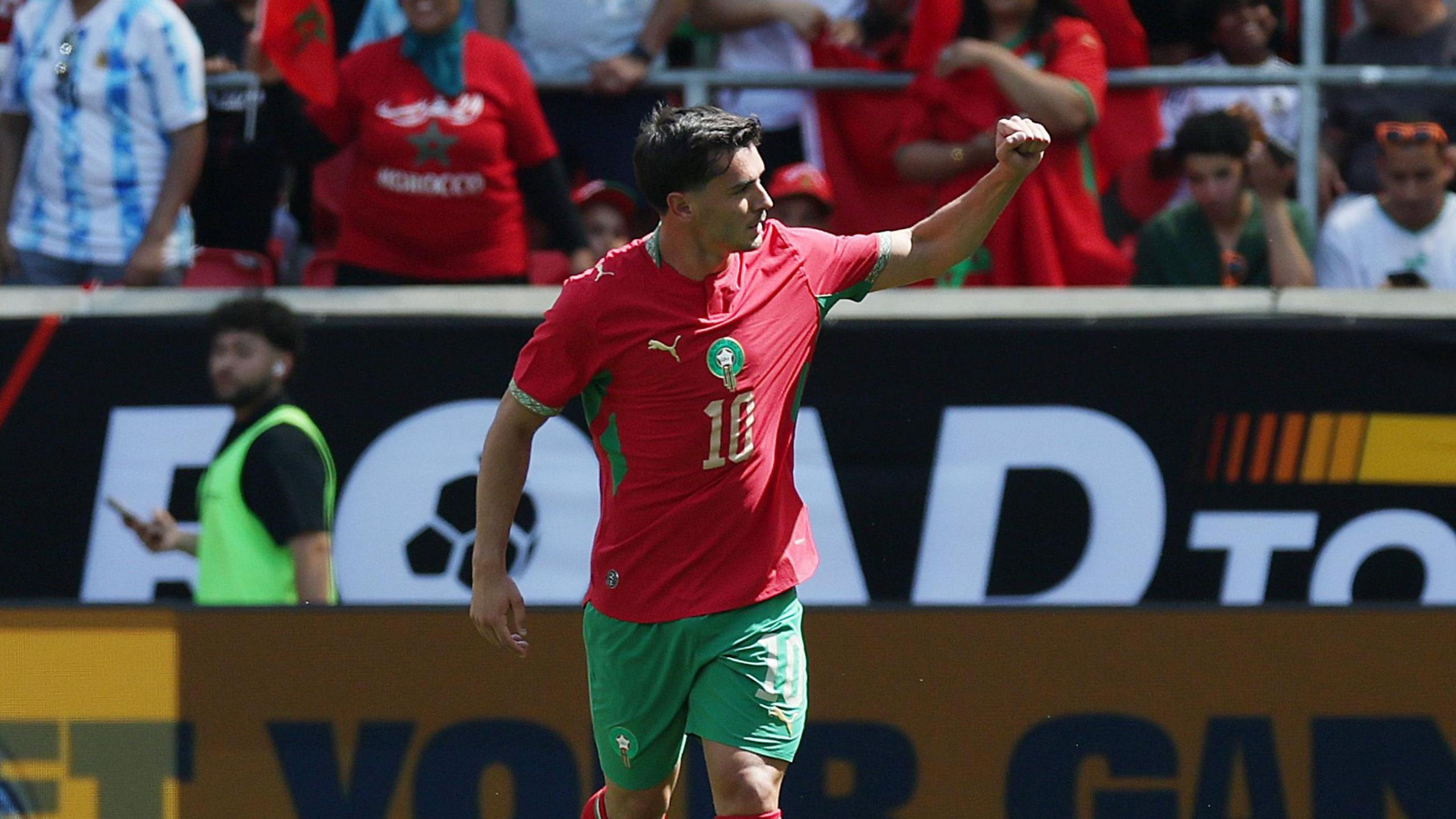 Brahim Diaz celebrates