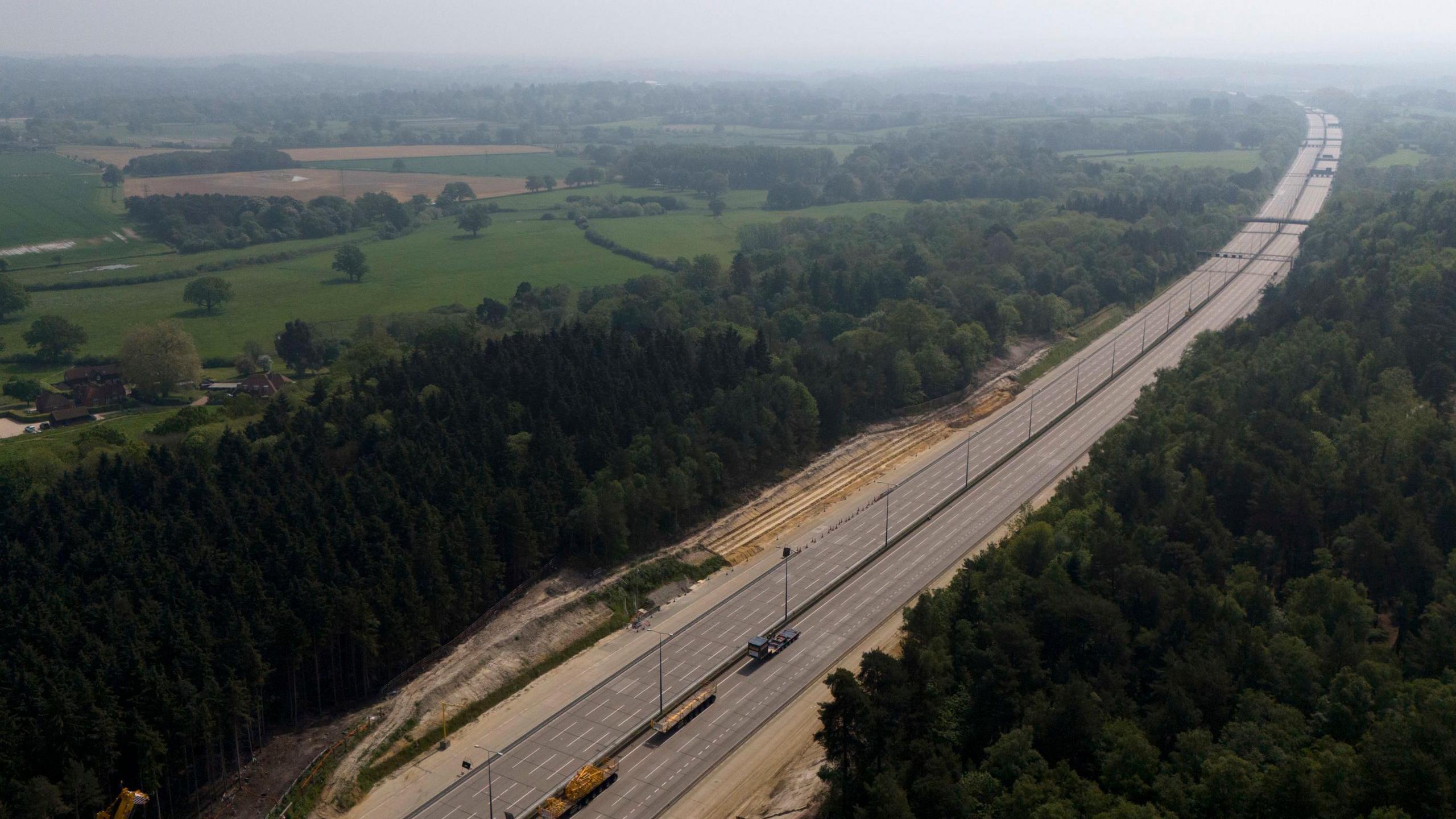 The M25 eastbound while engineering works took place at junction 10 during May