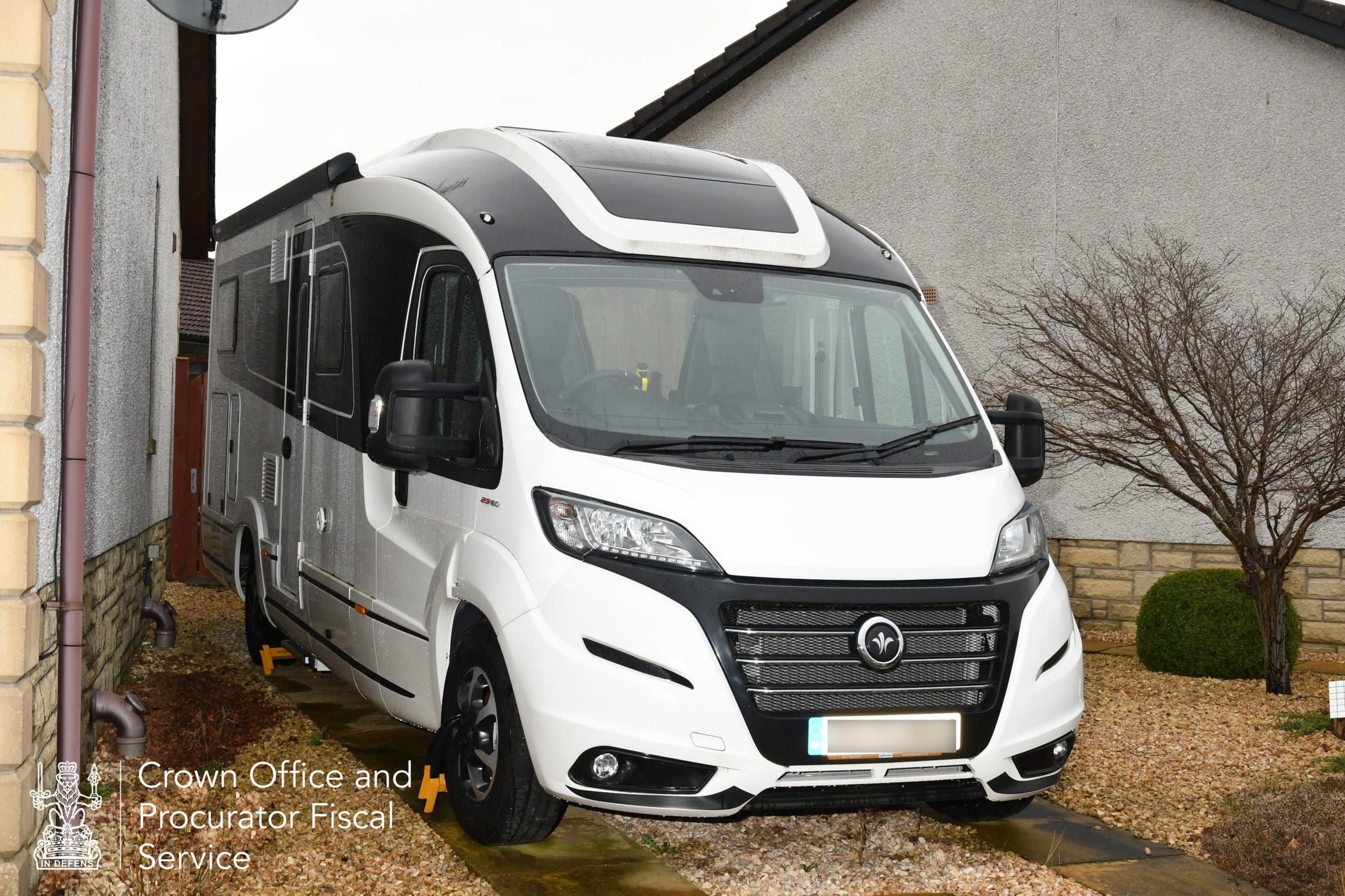 The motorhome parked outside Peter Murrell's mother's house.