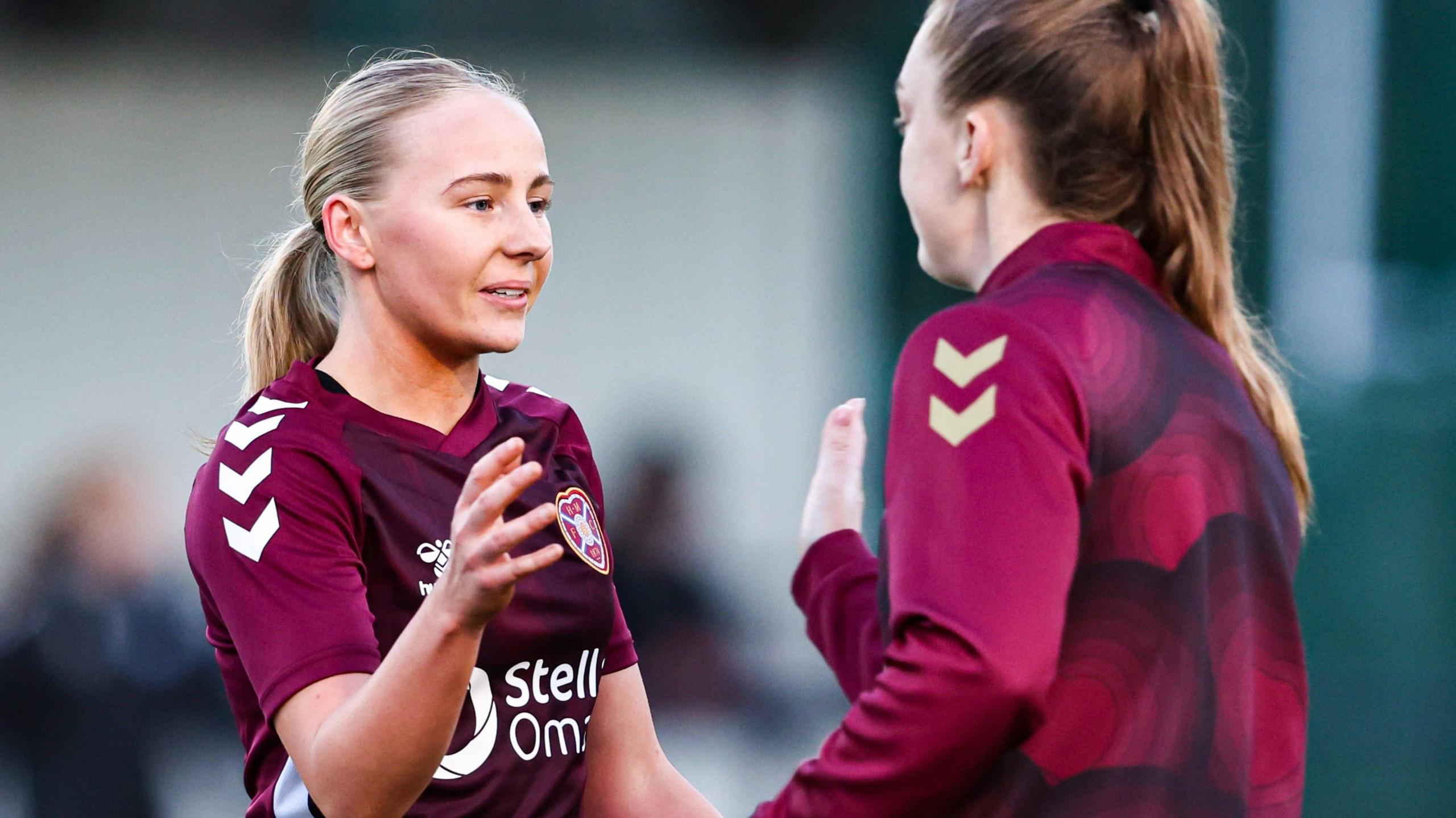 Hearts' Carly Johns celebrates