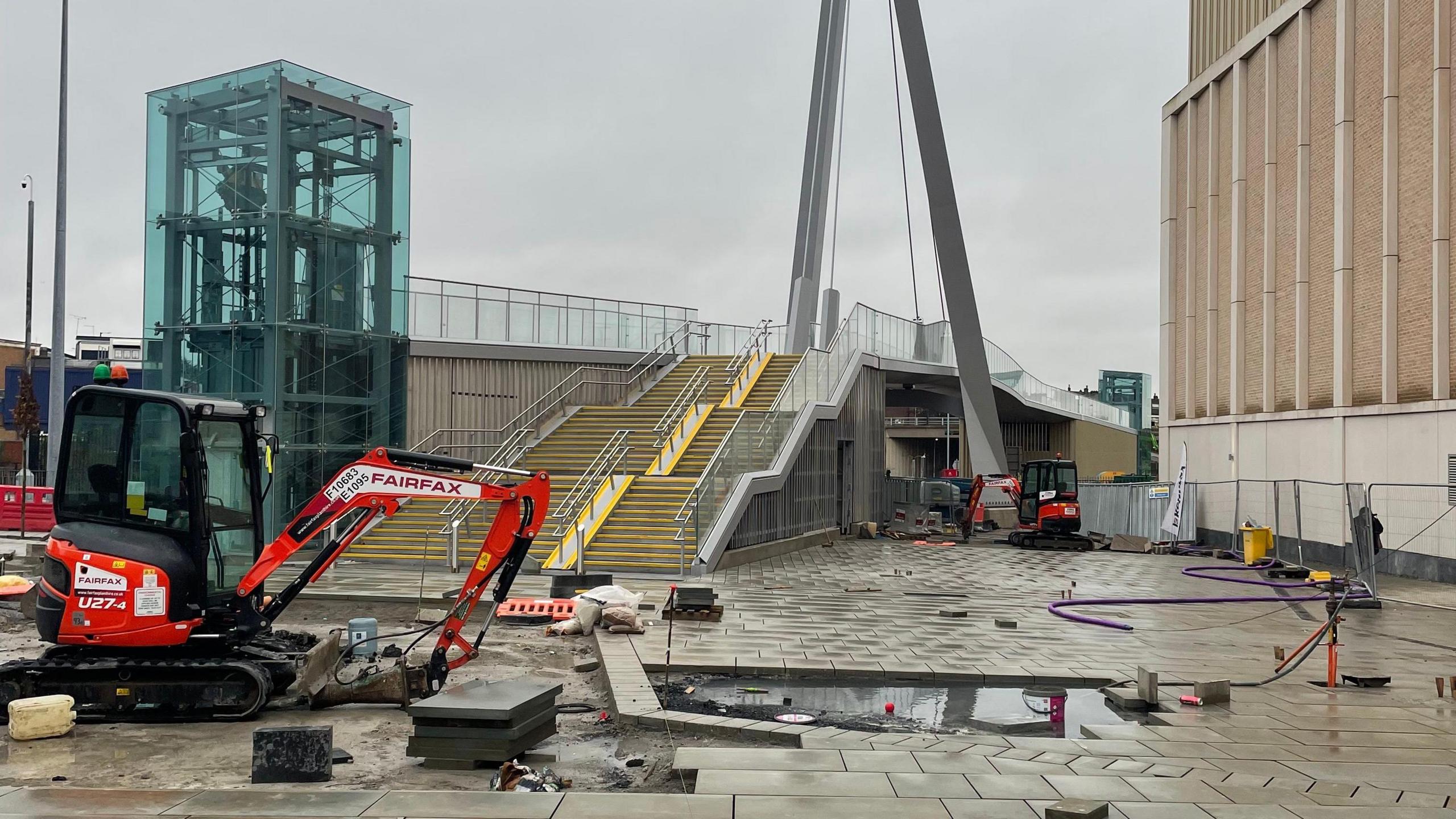 The bridge under construction