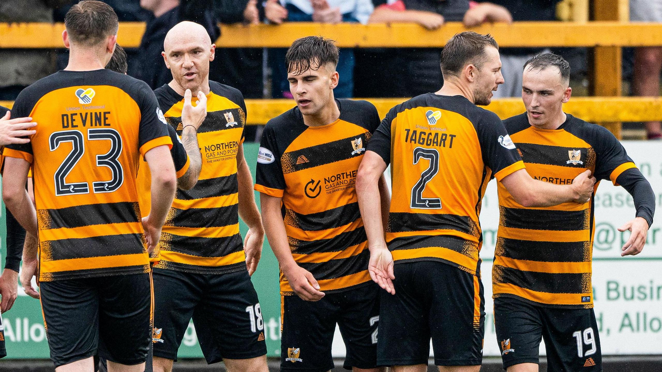 Alloa Athletic players celebrating