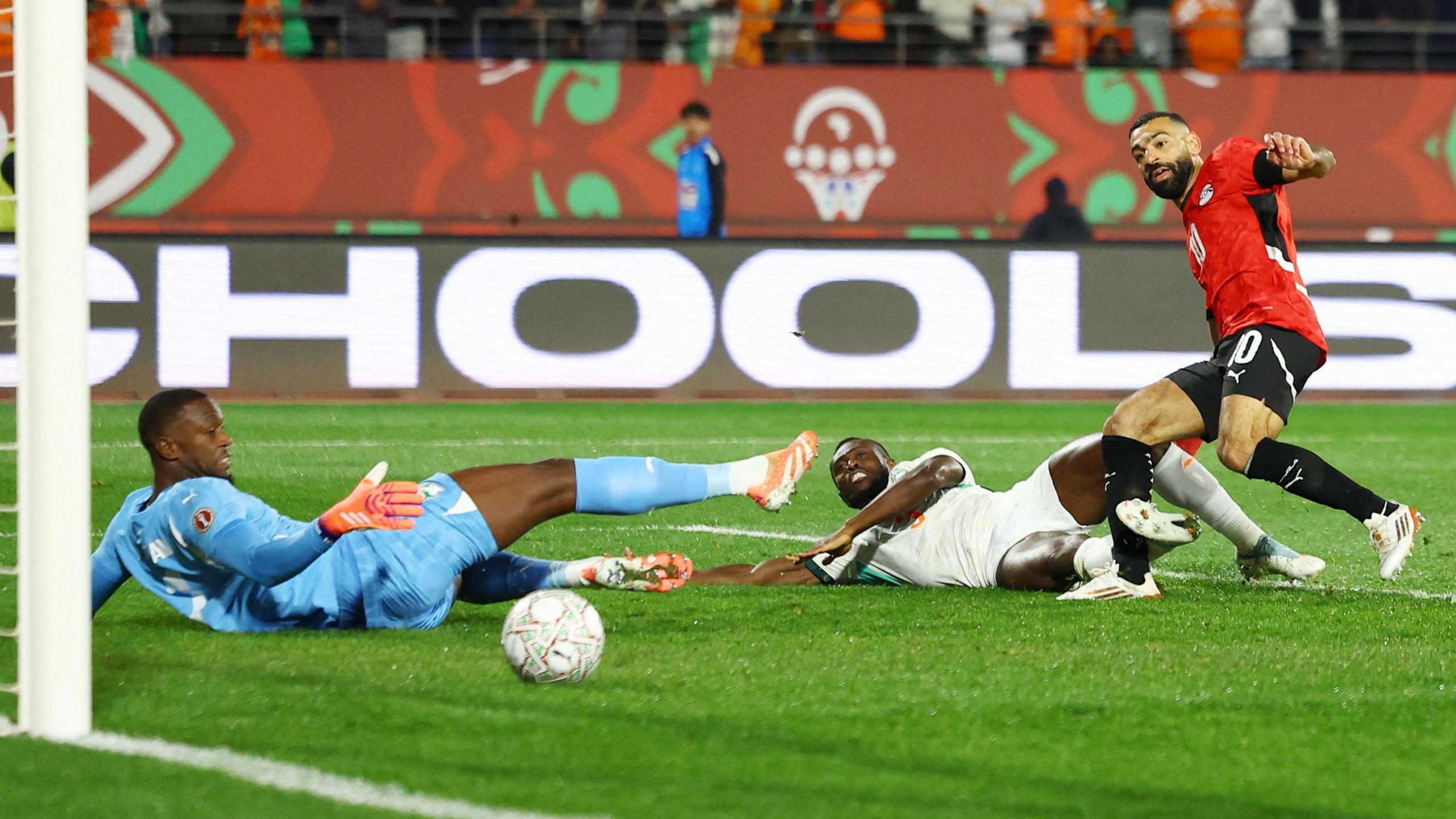 Mohamed Salah scores for Egypt against Ivory Coast