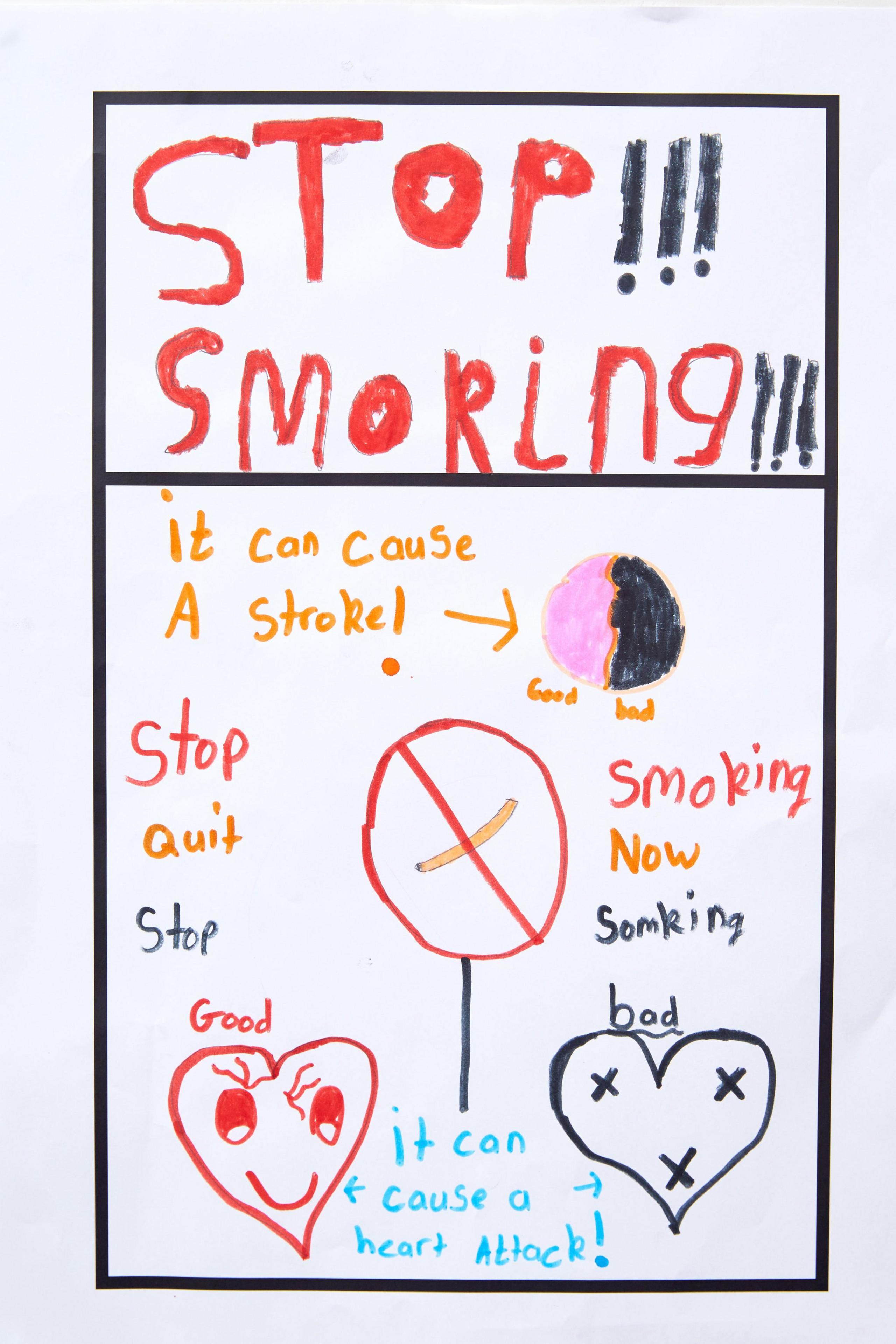 Child's anti-smoking packaging drawing