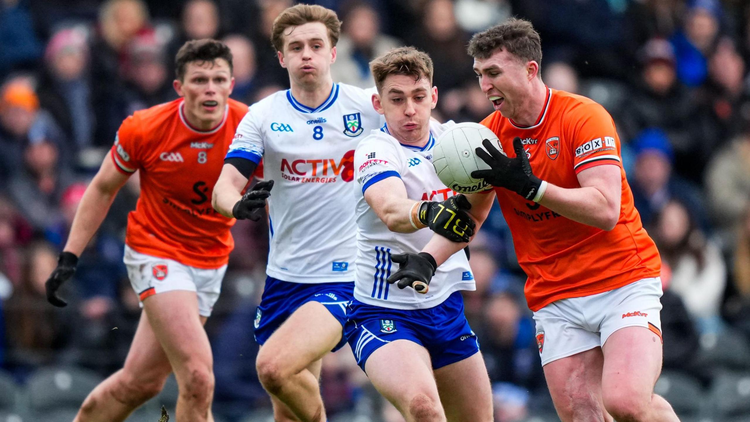 Tiernan Kelly goes on the attack during Armagh's league win over Monaghan in January