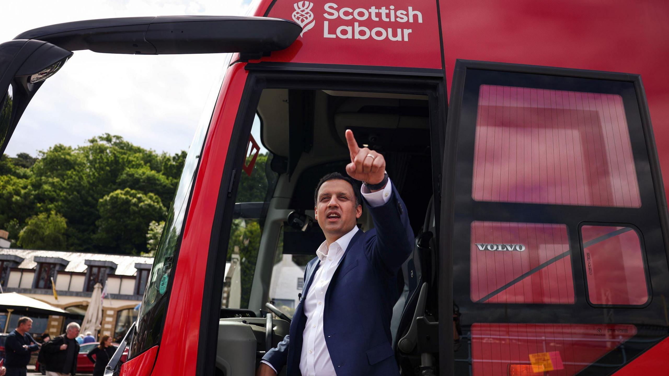 Anas Sarwar on Labour's campaign bus