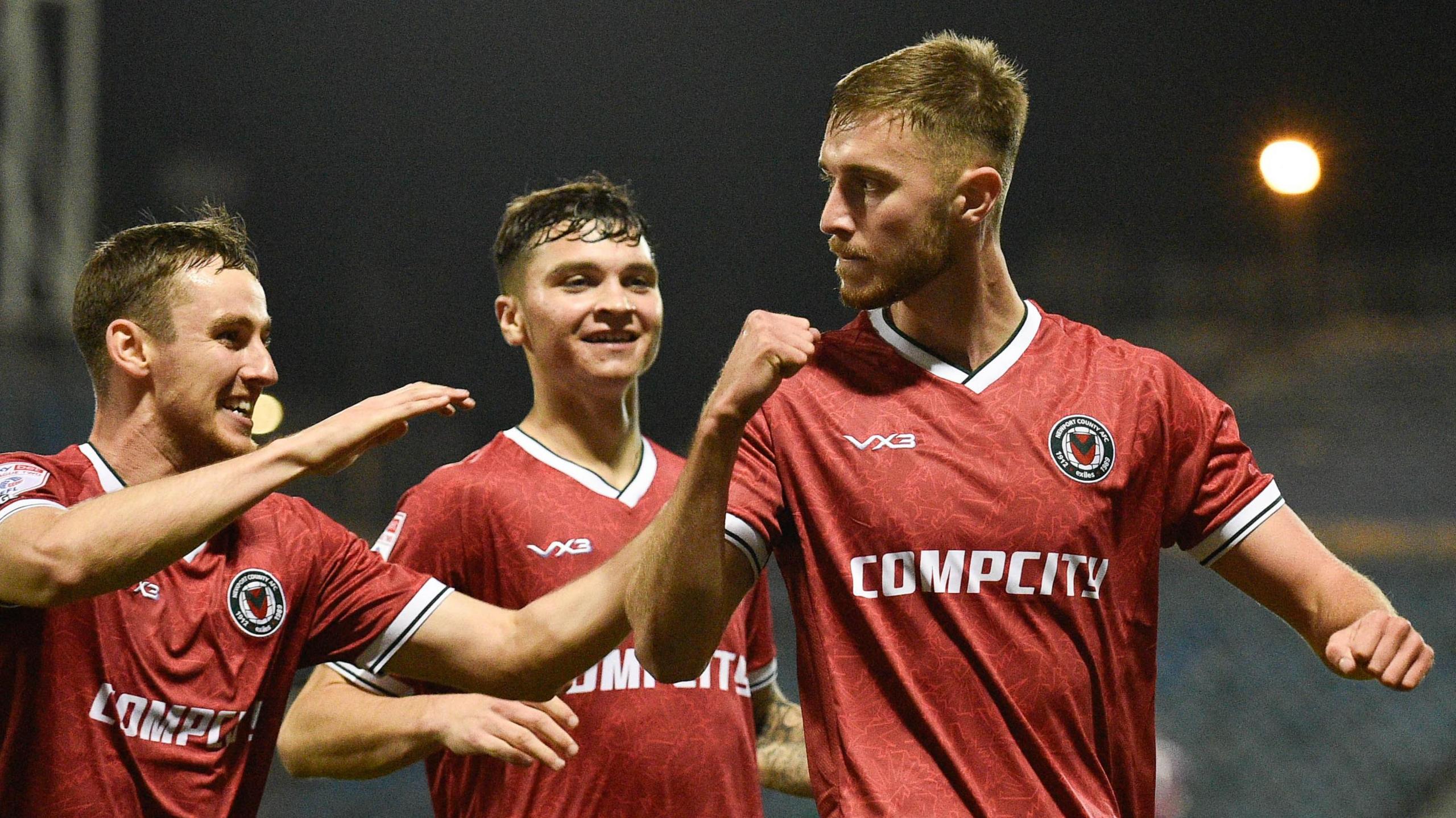 Matt Baker celebrates Newport County's opening goal