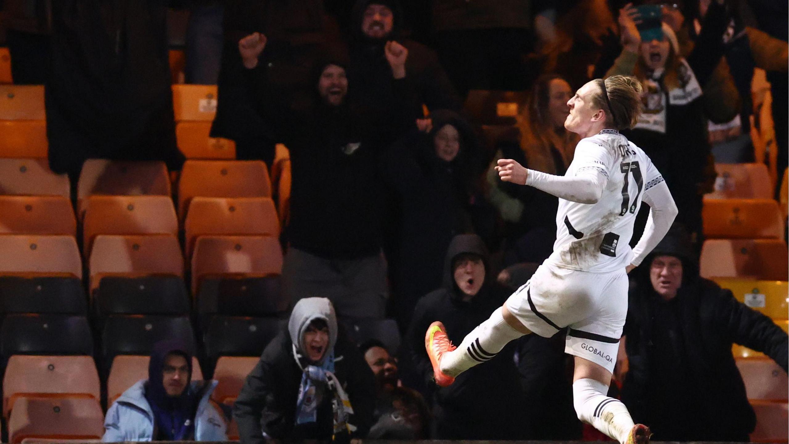 Port Vale sub Ronan Curtis celebrates scoring the only goal five minutes from time