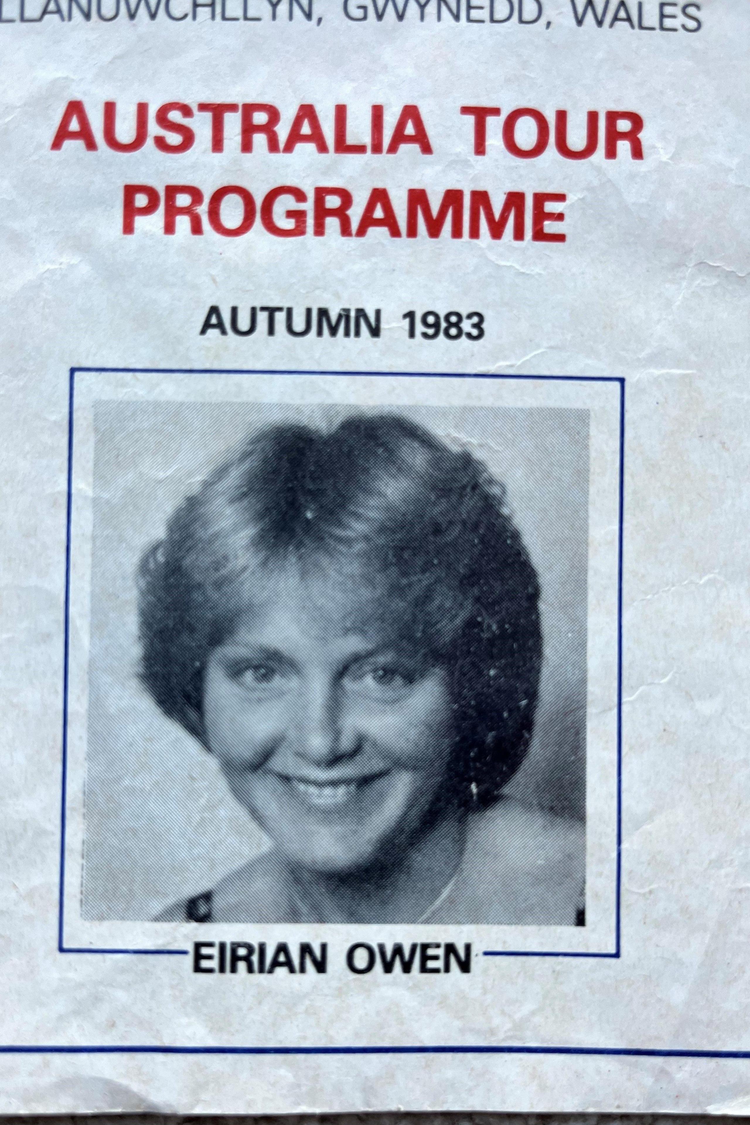 Rhaglen taith y côr i Awstralia yn 1983