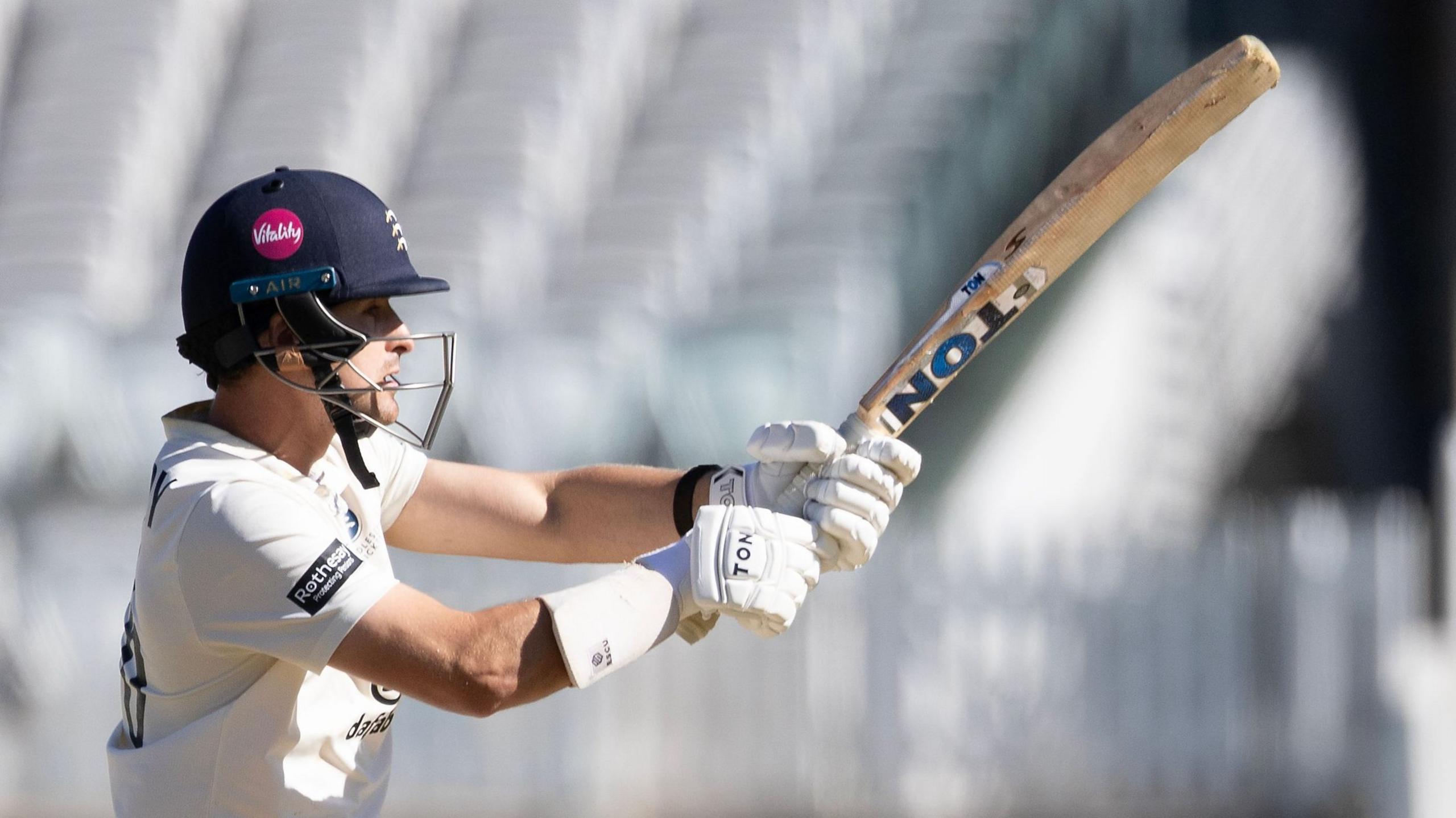 Middlesex captain Leus du Plooy plays a shot