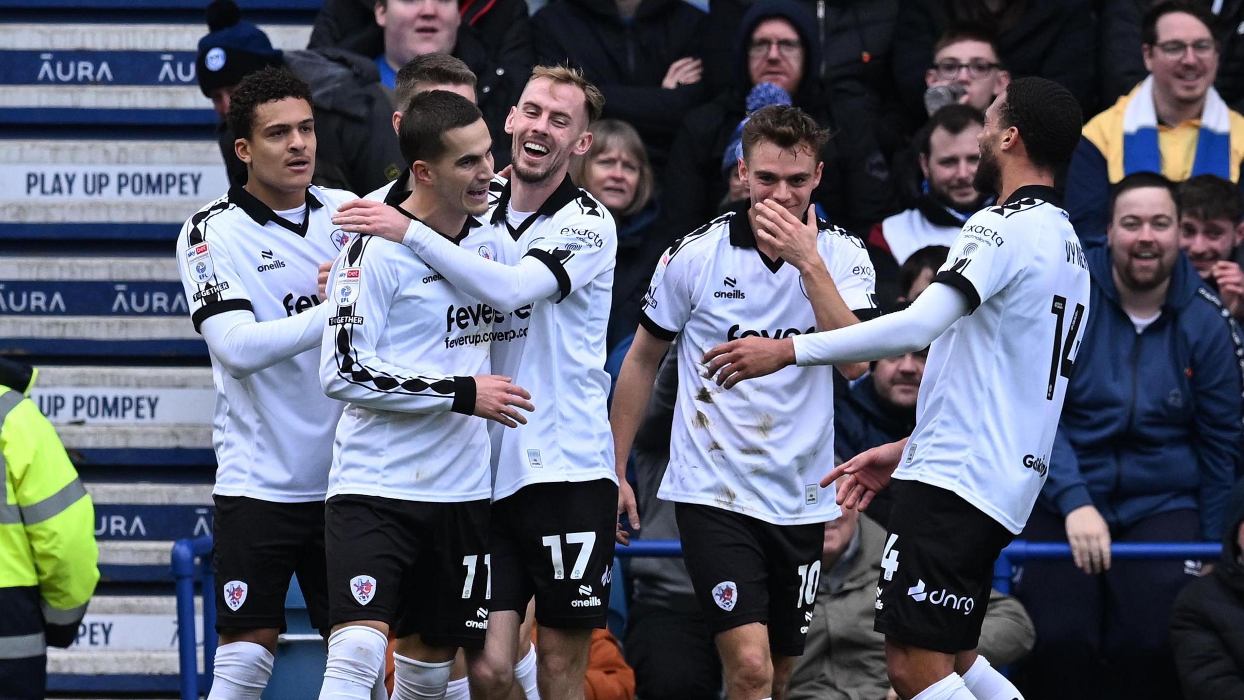 Anis Mehmeti celebrates with Bristol City team-mates