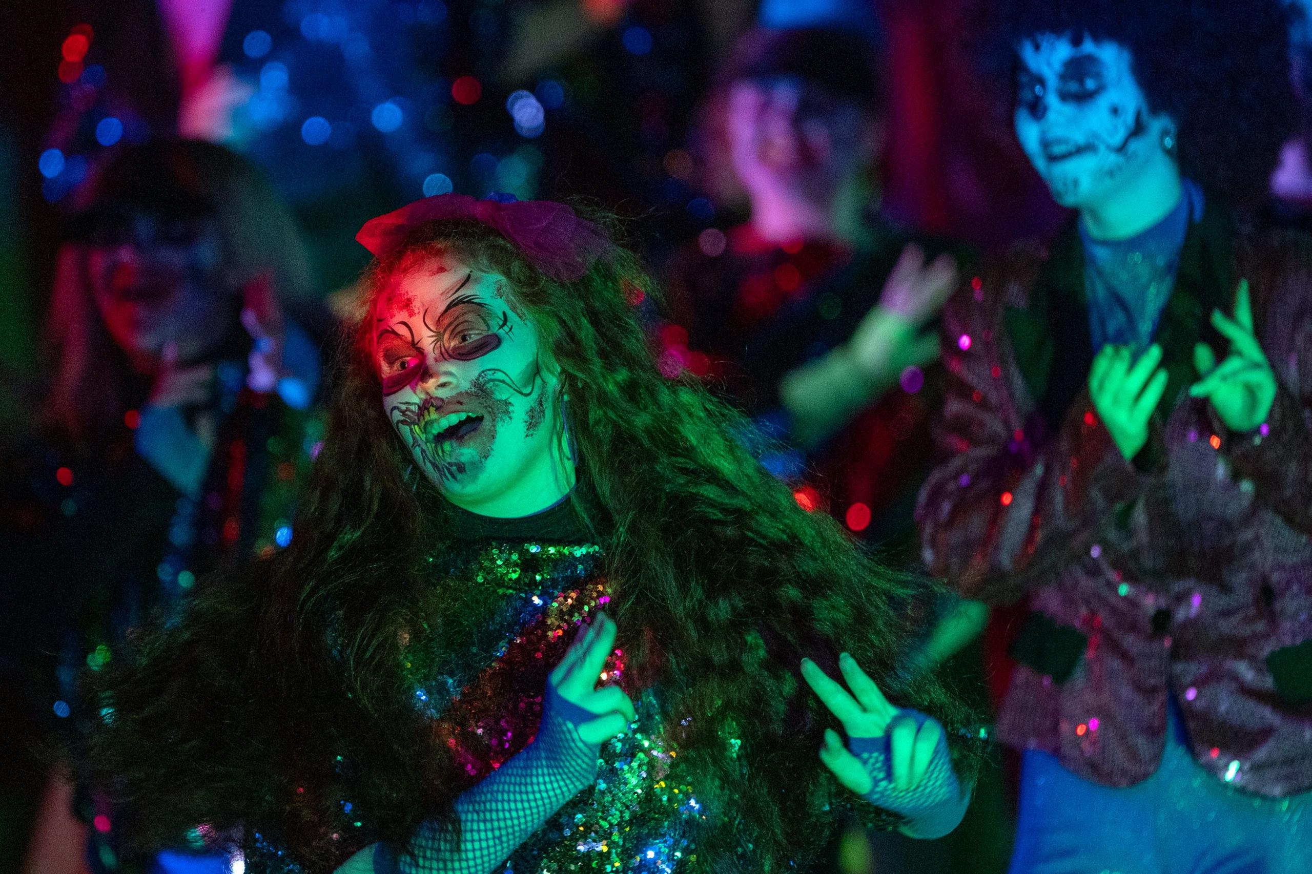 Zombies dancing in the streets of derry during Halloween