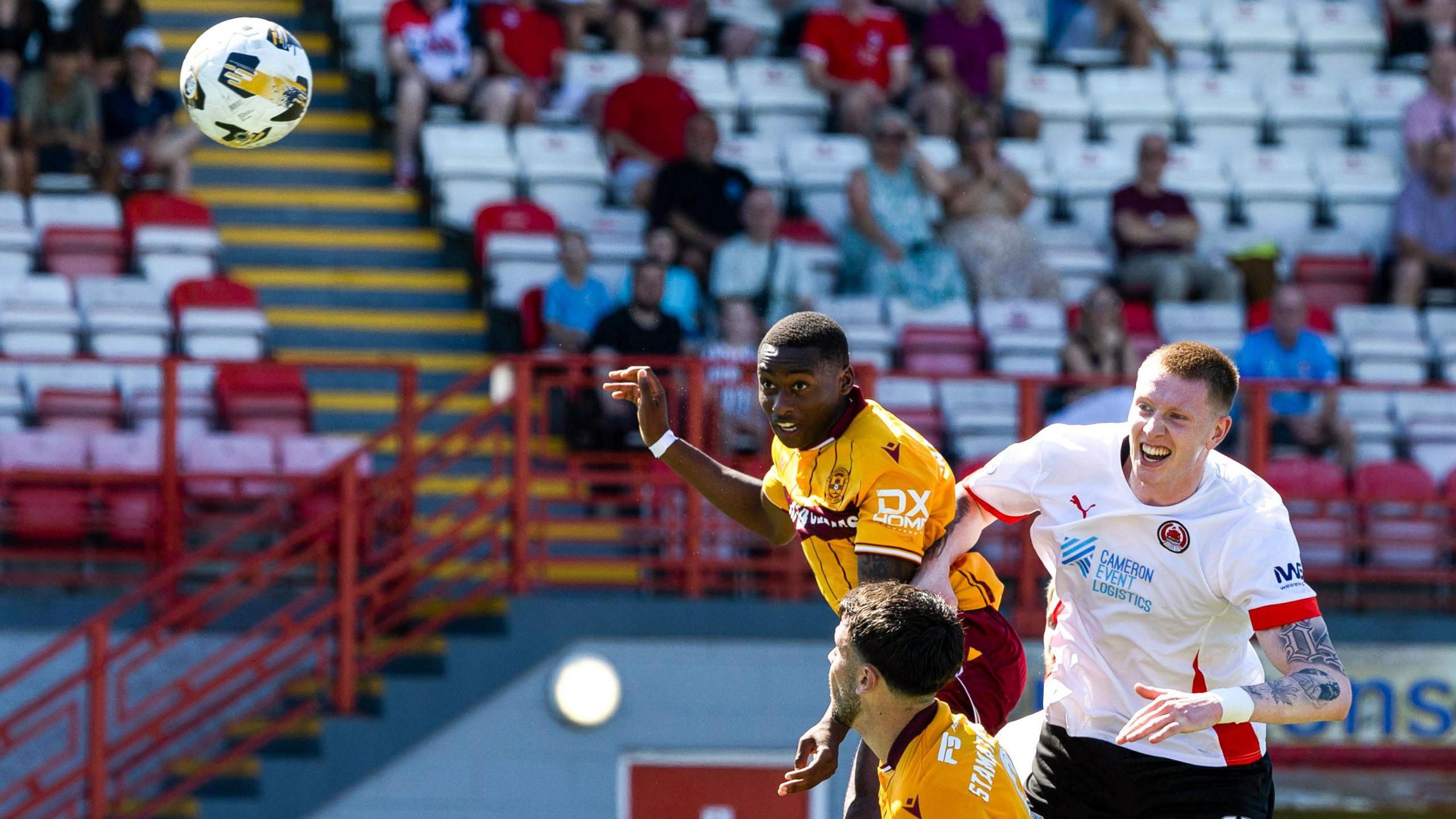 Tawanda Maswanhise scores for Motherwell against Clyde