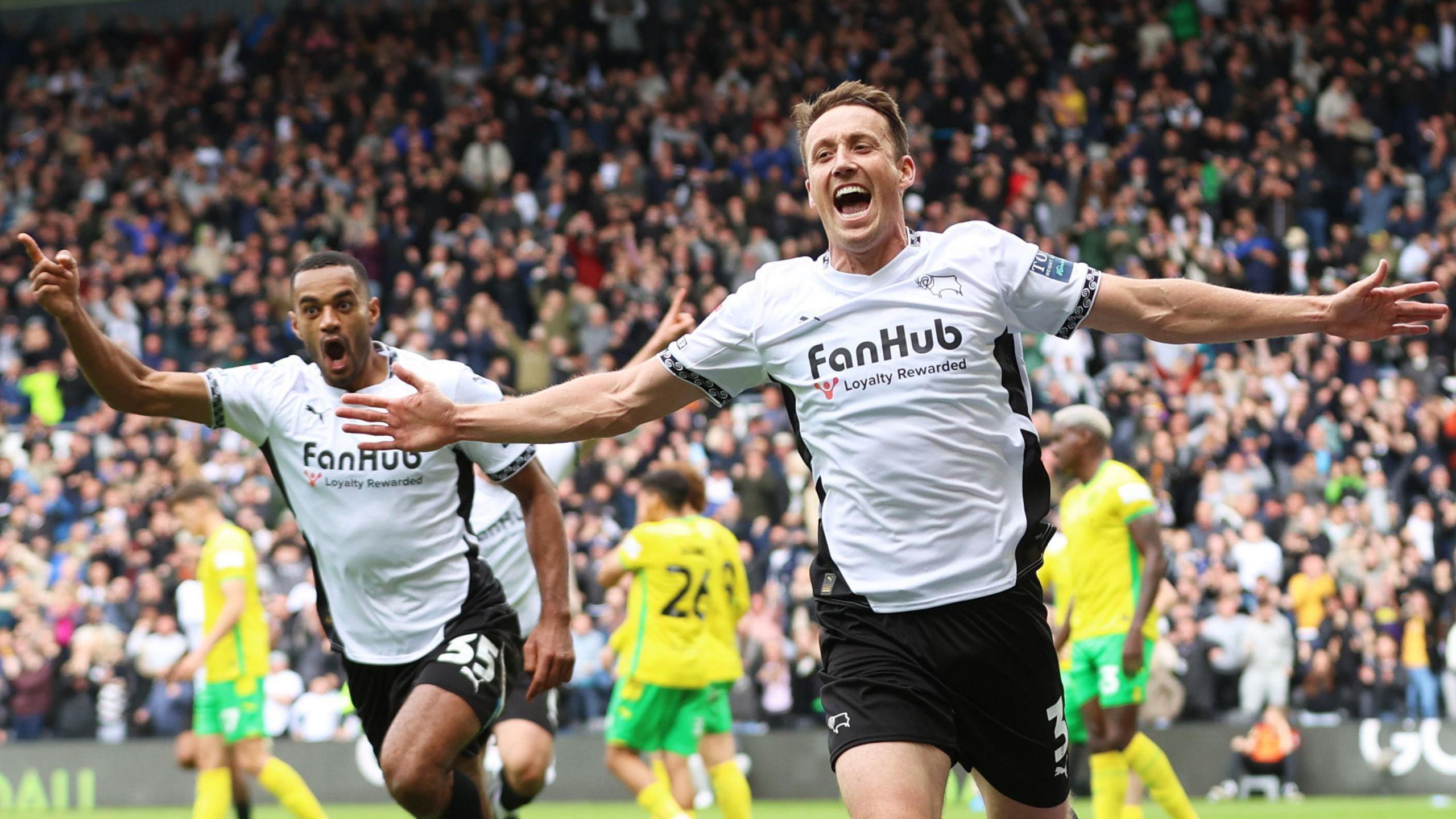 Craig Forsyth celebrates scoring for Derby