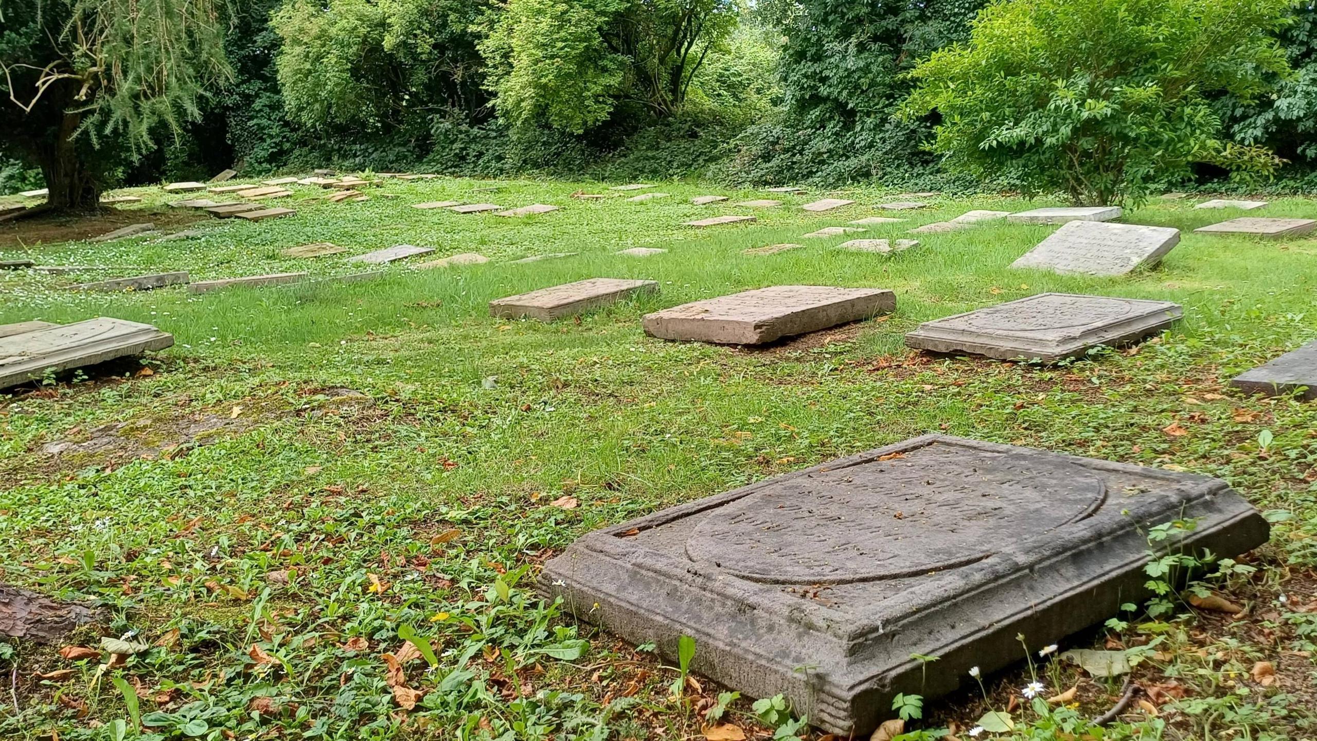 Graves lying flat on the ground